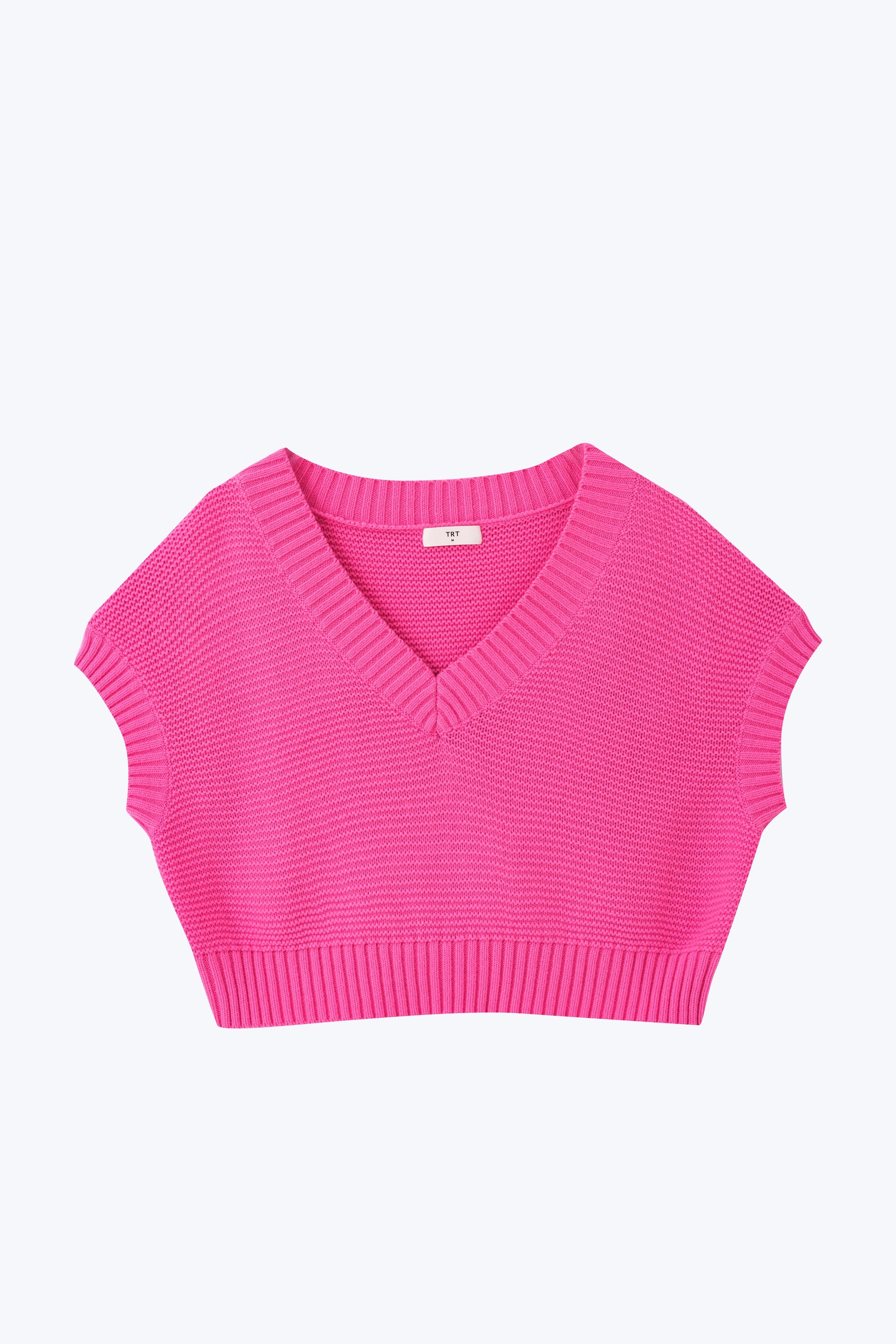 V-Neck Cropped Sweater - Pink [AT]