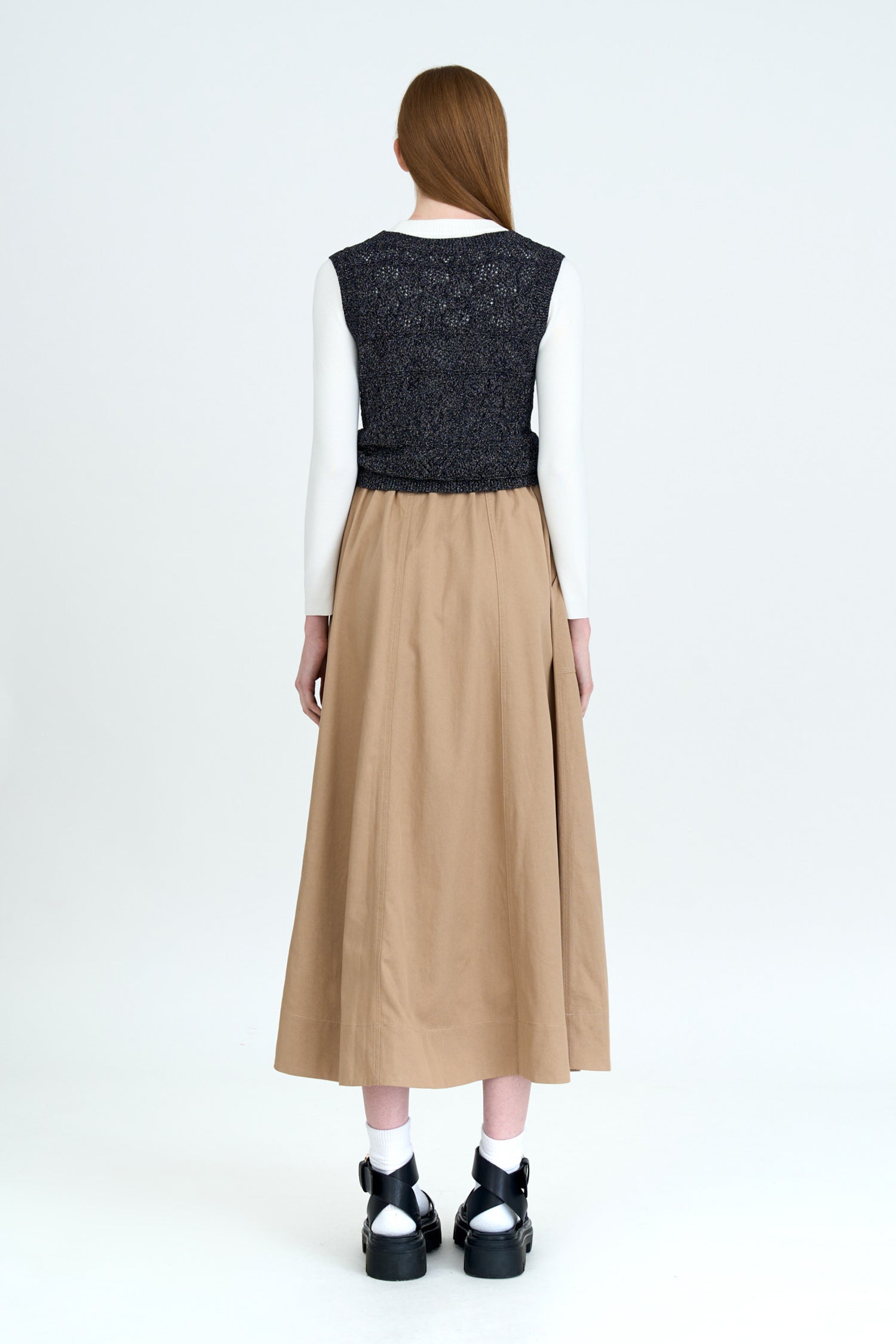 Knitted Crochet Vest - Shimmer Black