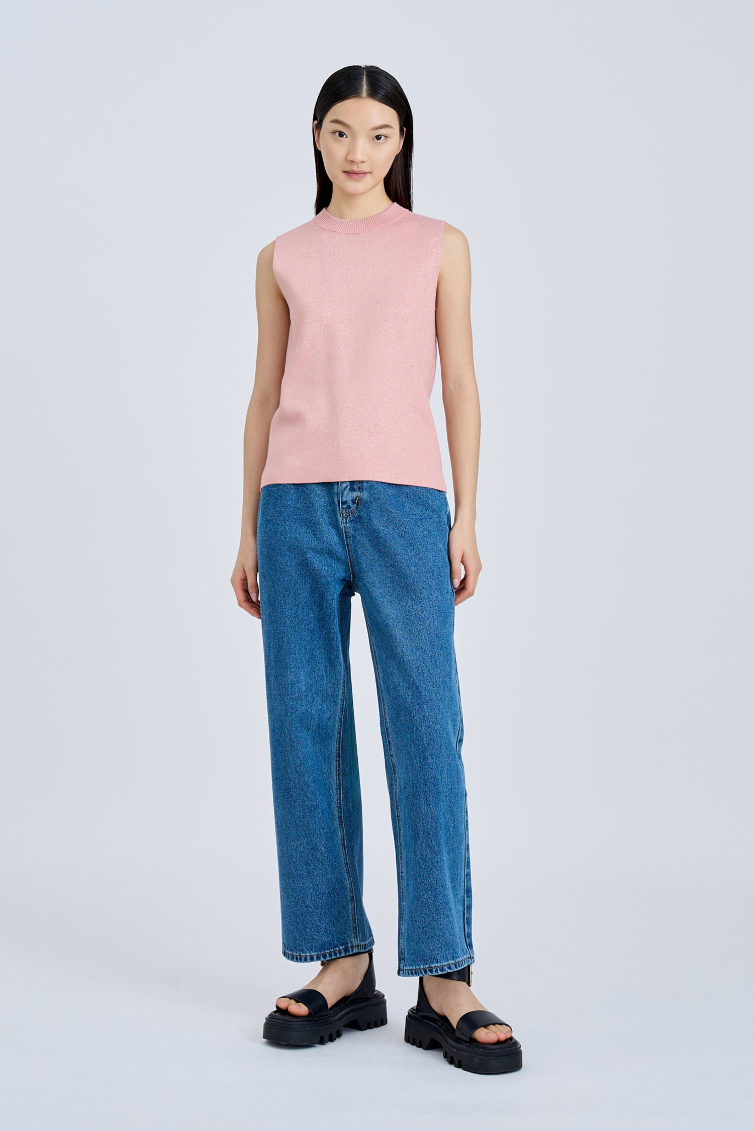 Knitted Sleeveless Shimmer Top - Shimmer Blush