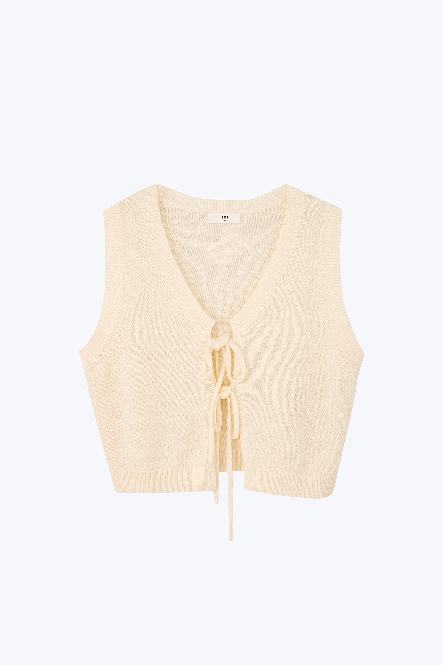 Knitted Bow Open Front Top - Sand [AT]