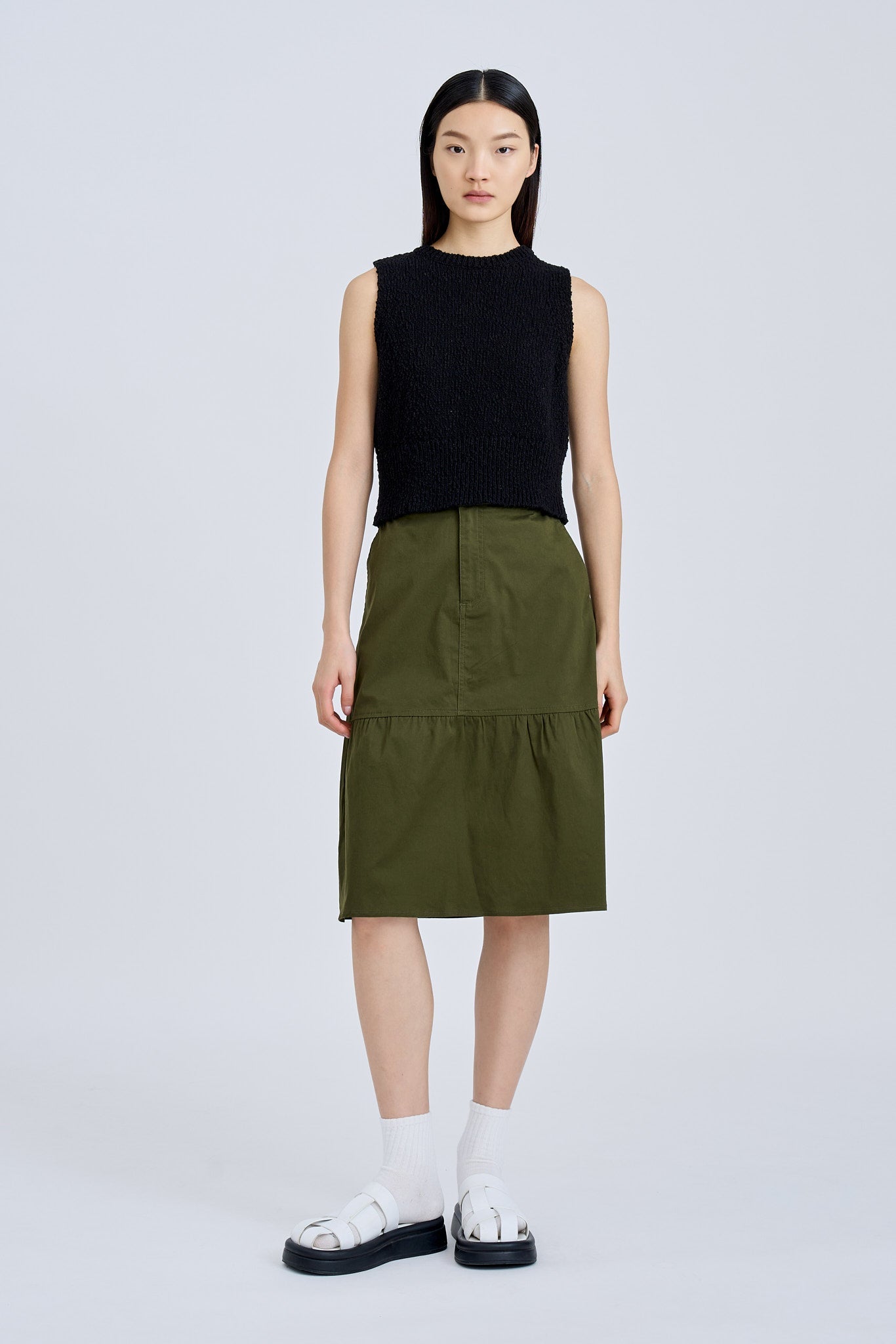 Knitted Textured Top - Black