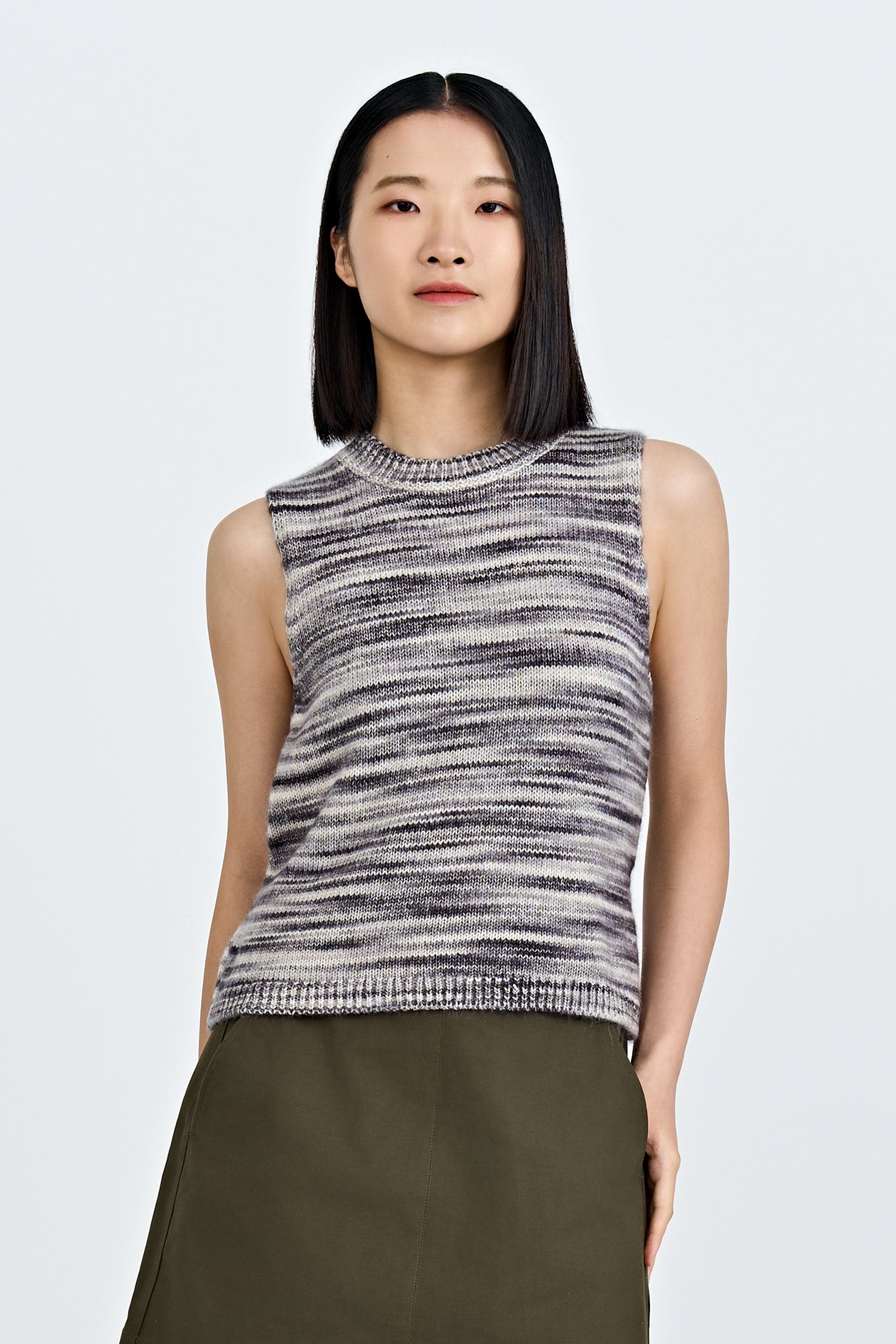 Multi-Coloured Knit Top - Grey