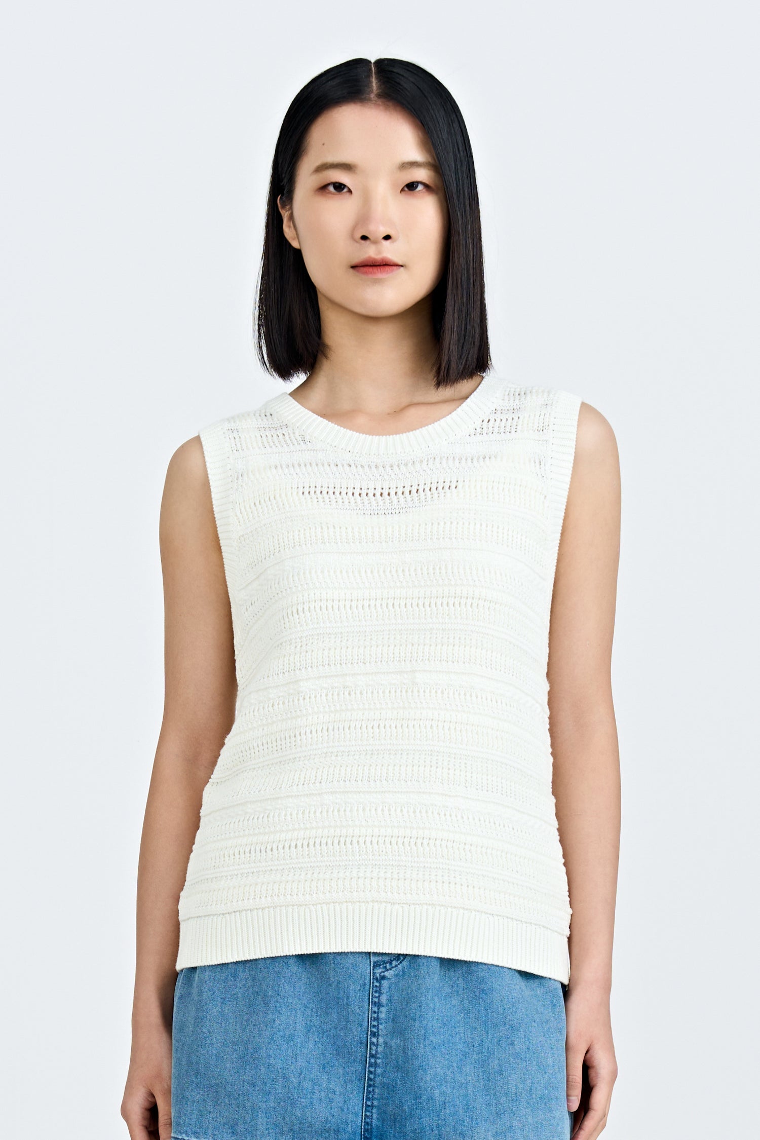 Knitted Textured Top - Cream