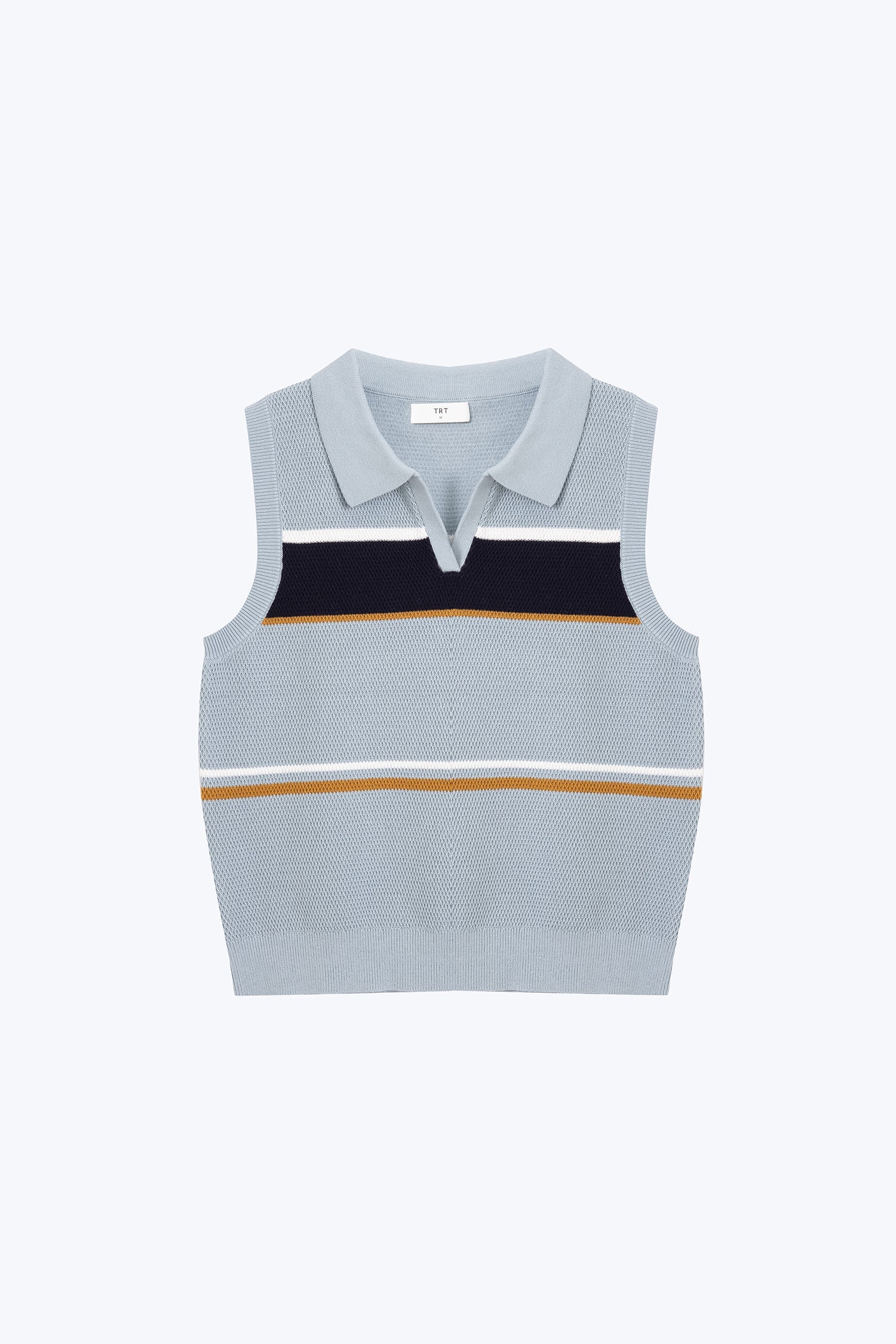Multicolour Stripe Knitted Vest - Dusty Blue