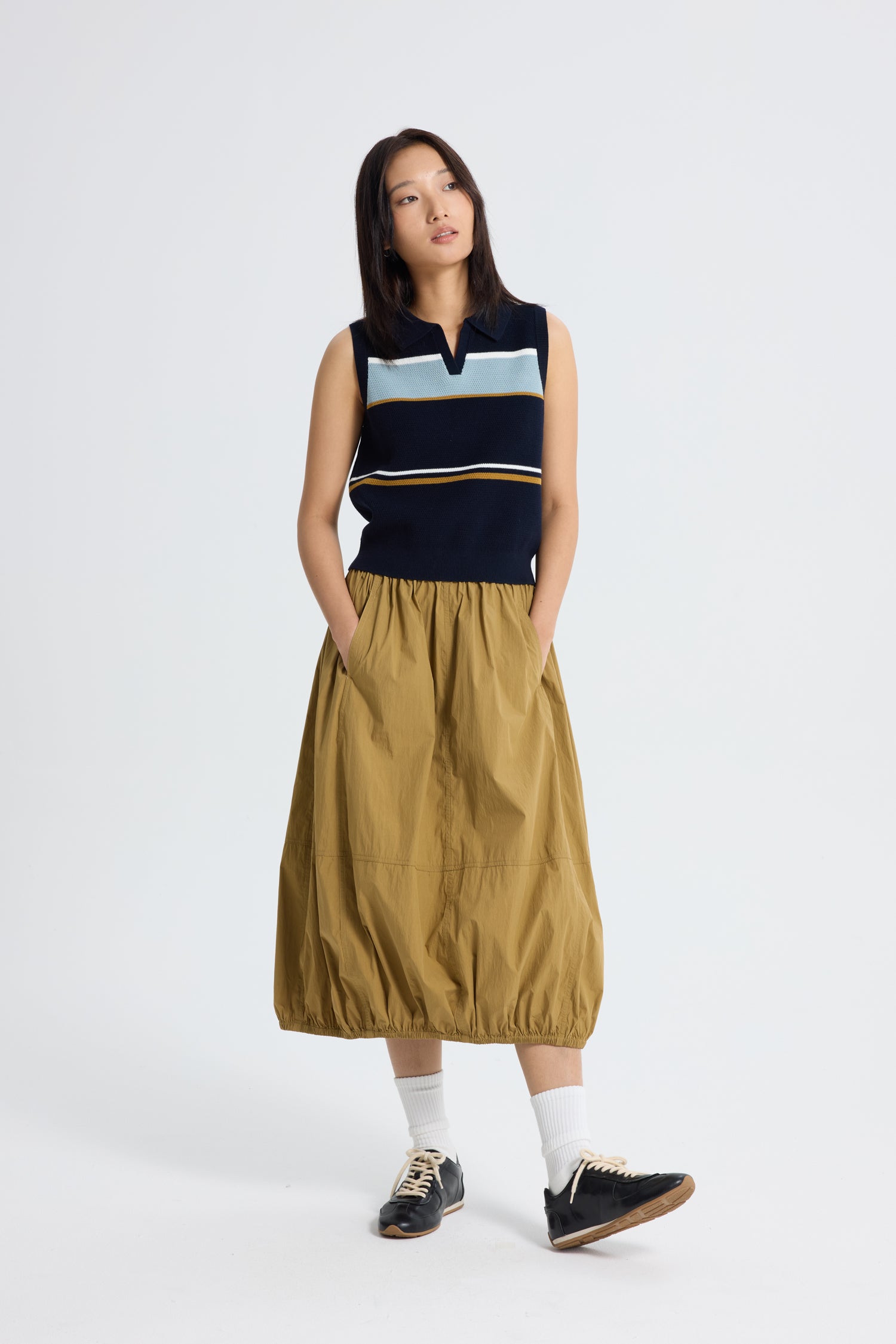 Multicolour Stripe Knitted Vest - Navy