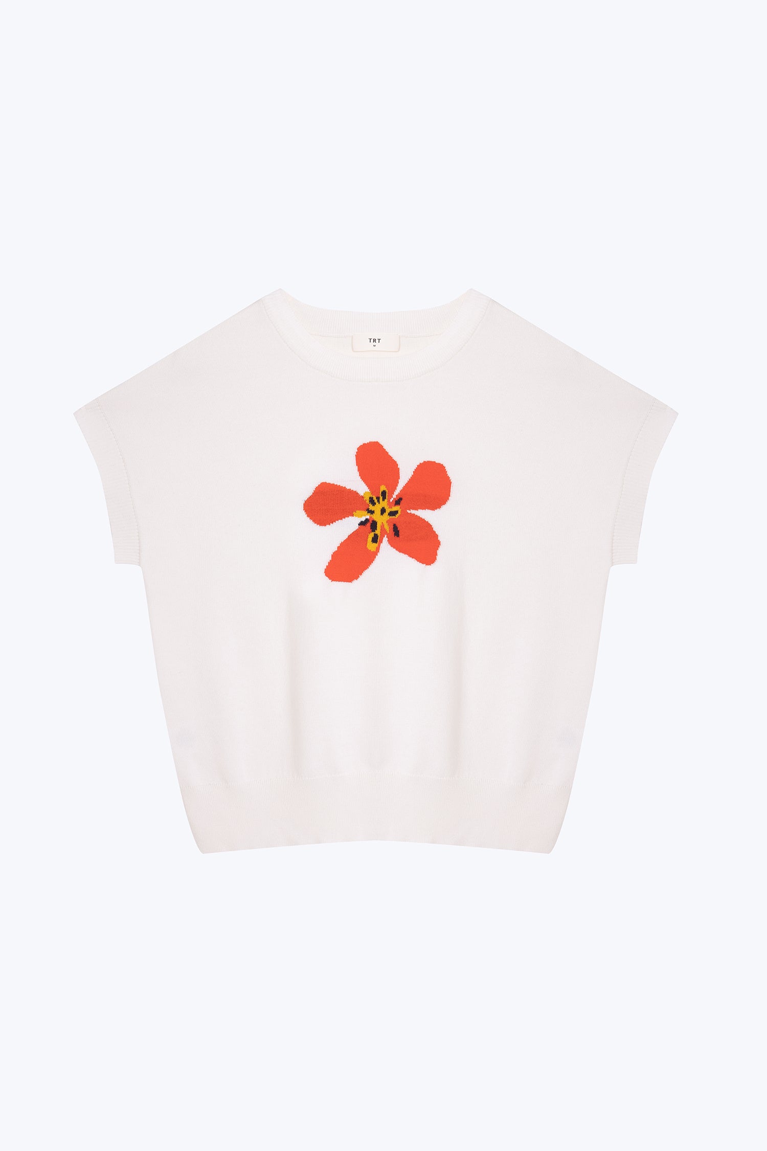 Knitted Floral Top - Cream