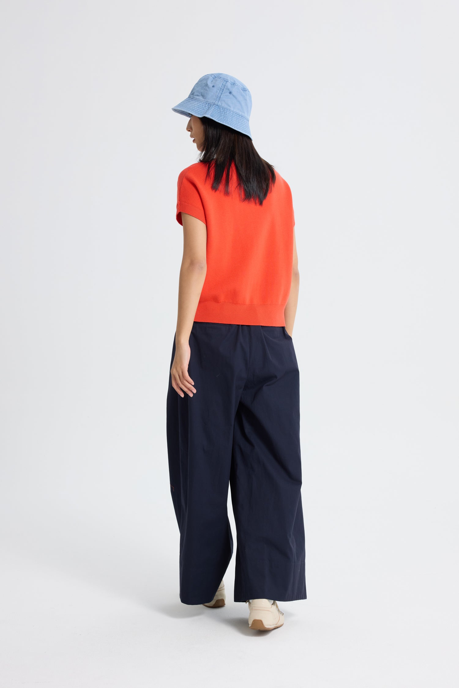 Knitted Floral Top - Vermillion