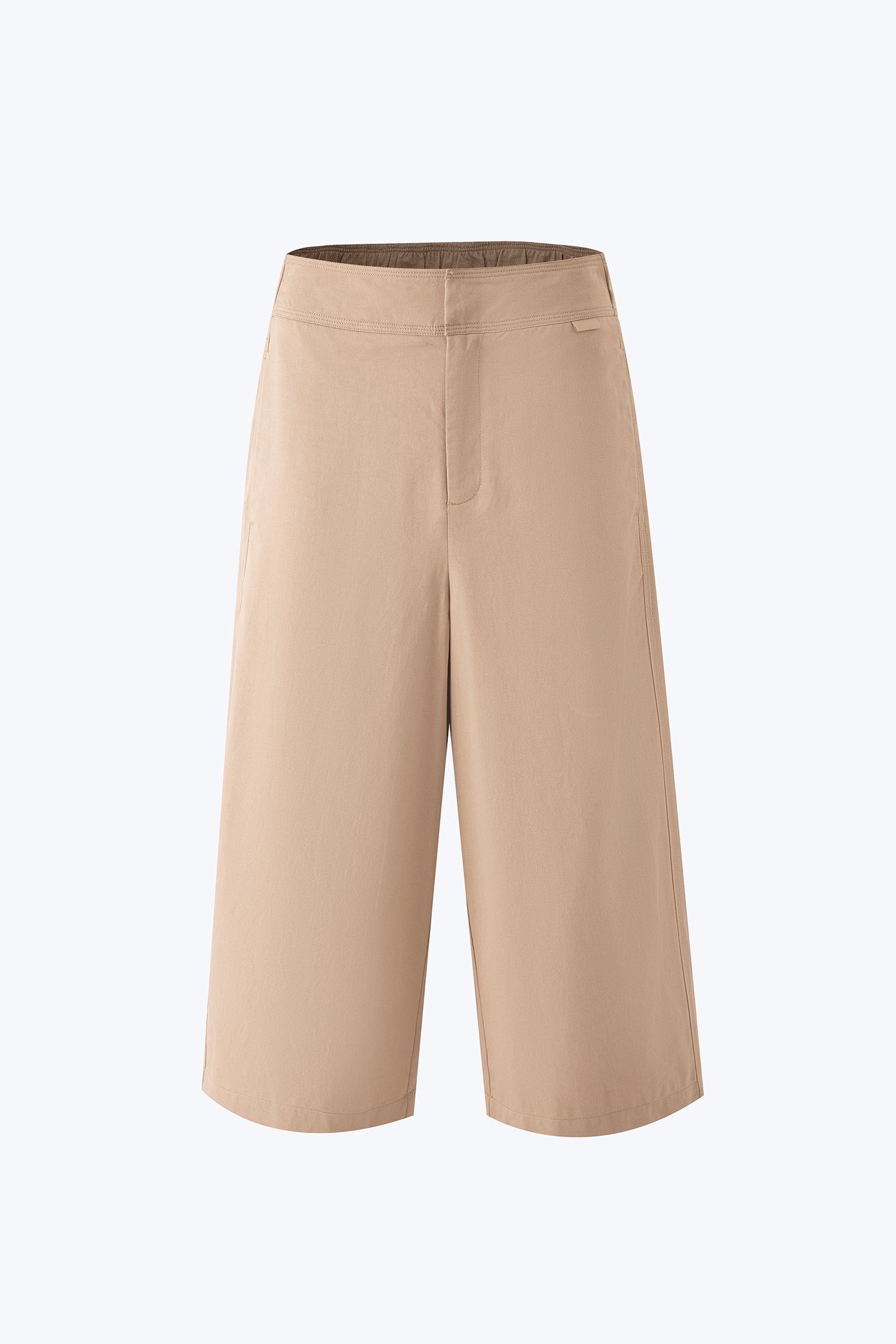 Double Button Midi Wide Leg Pants - Khaki