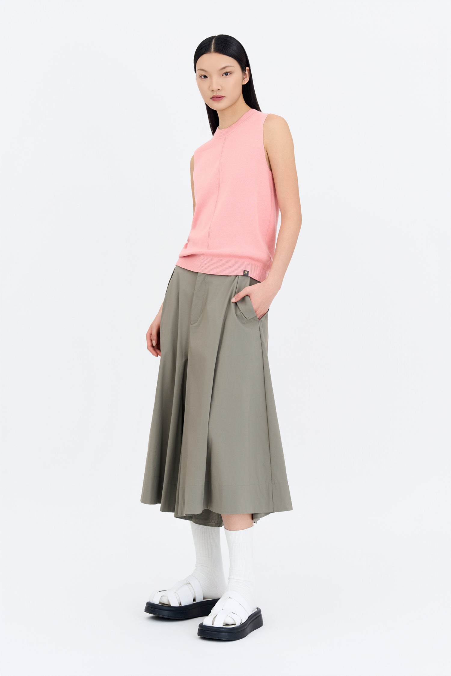 Flap Pocket Flare Pants - Slate Grey