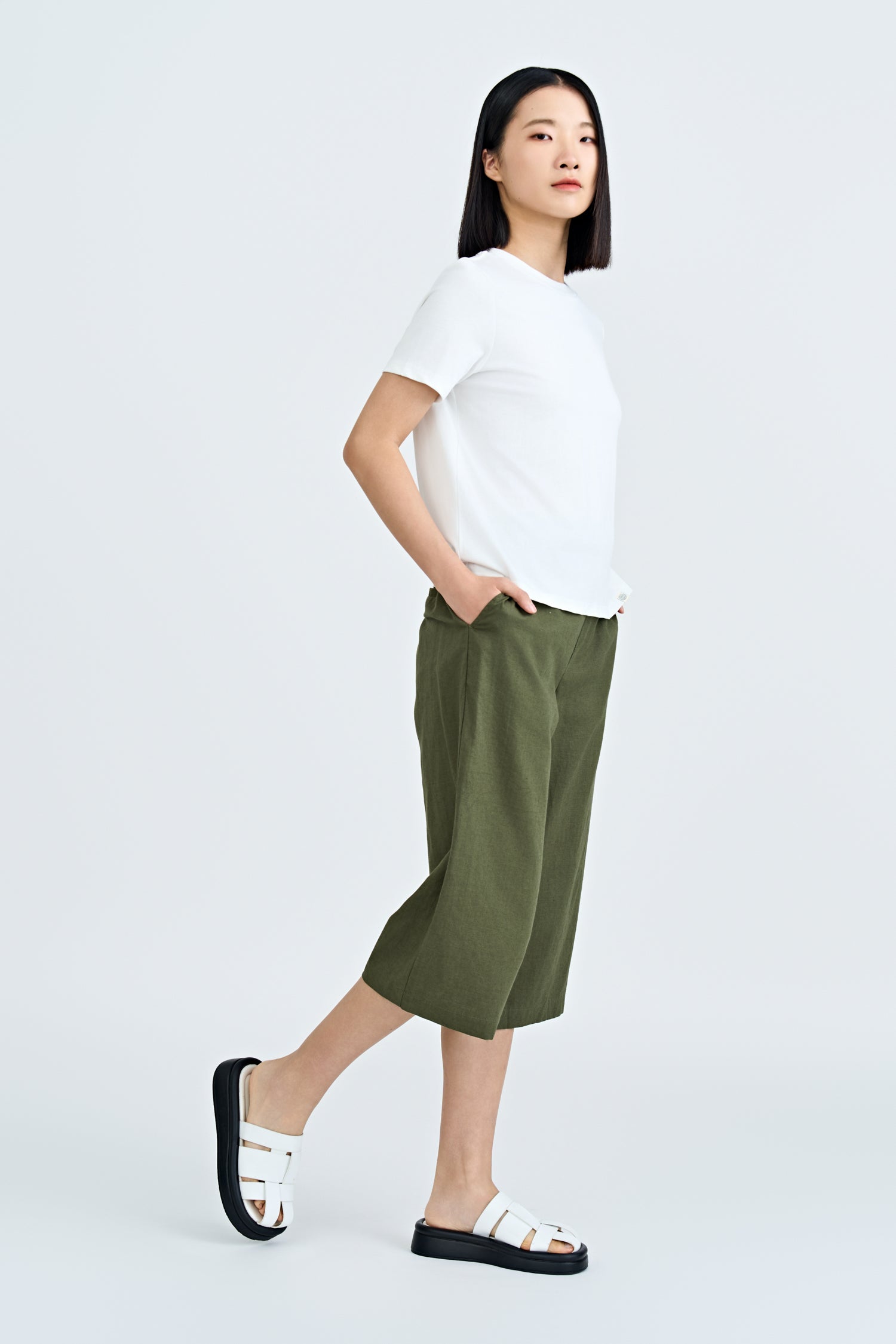 Straight Culottes - Army Green