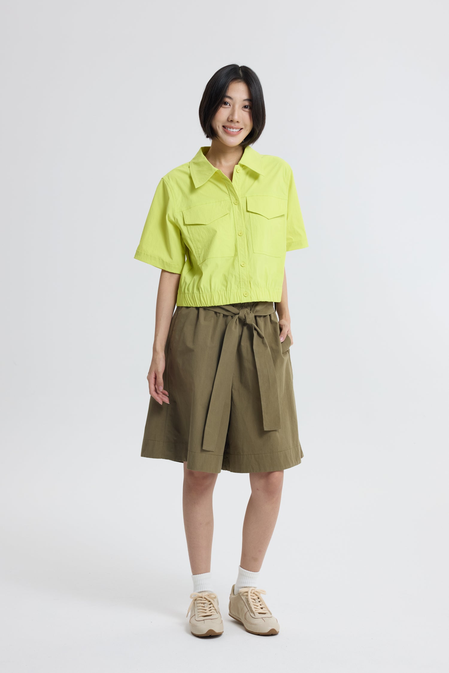 Paperbag Bermudas - Khaki Green