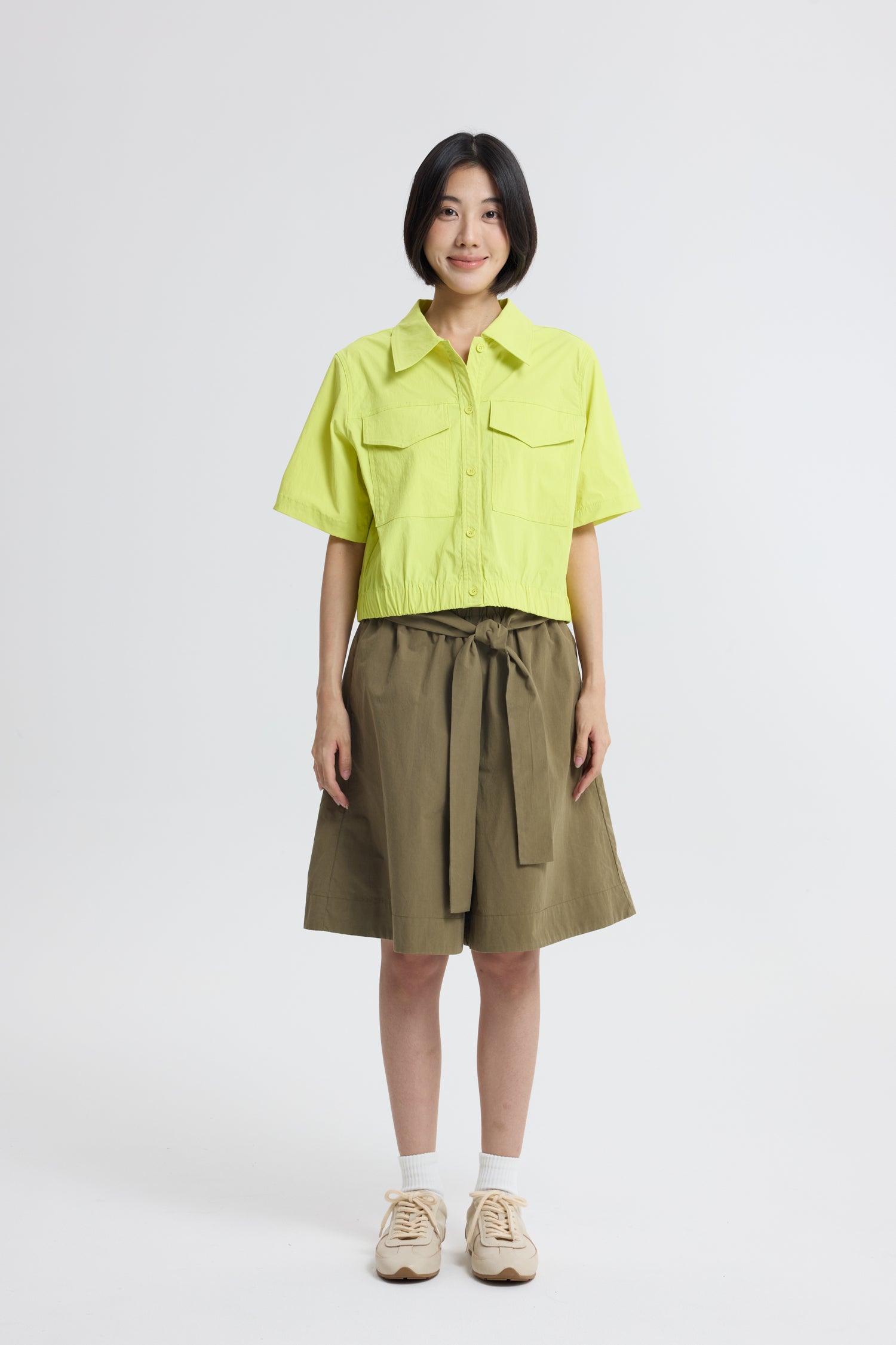 Paperbag Bermudas - Khaki Green