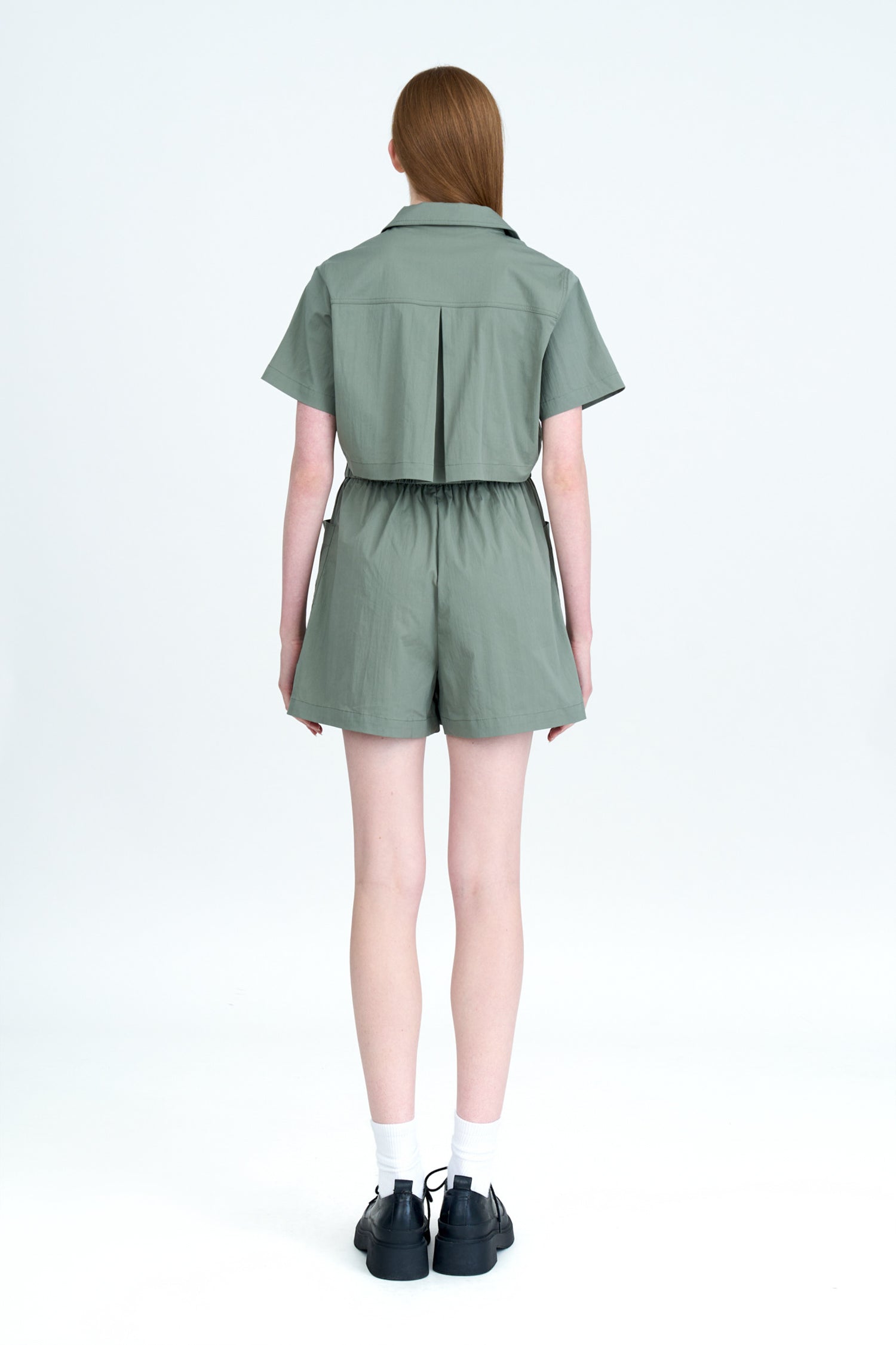 Patch Pocket Romper - Khaki Green [AT]