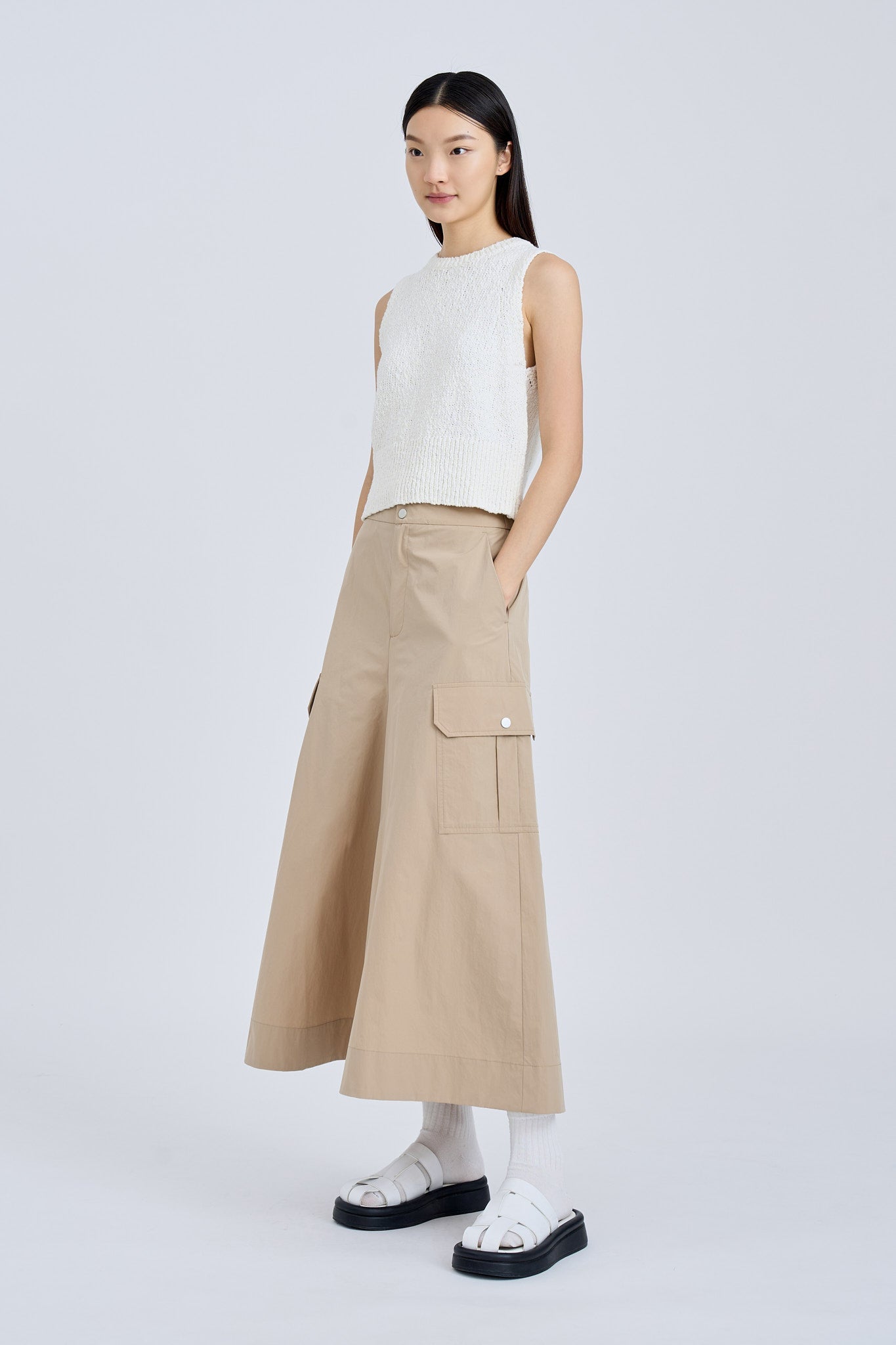 Cargo Flare Pants - Khaki [AT]