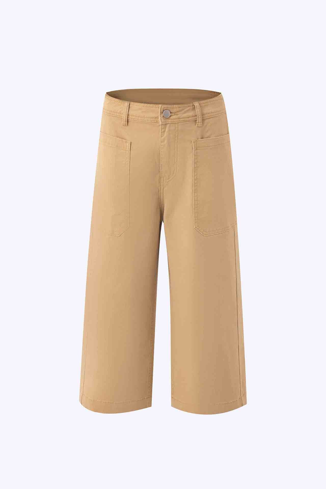 Patch Pocket Culottes - Khaki [AT]