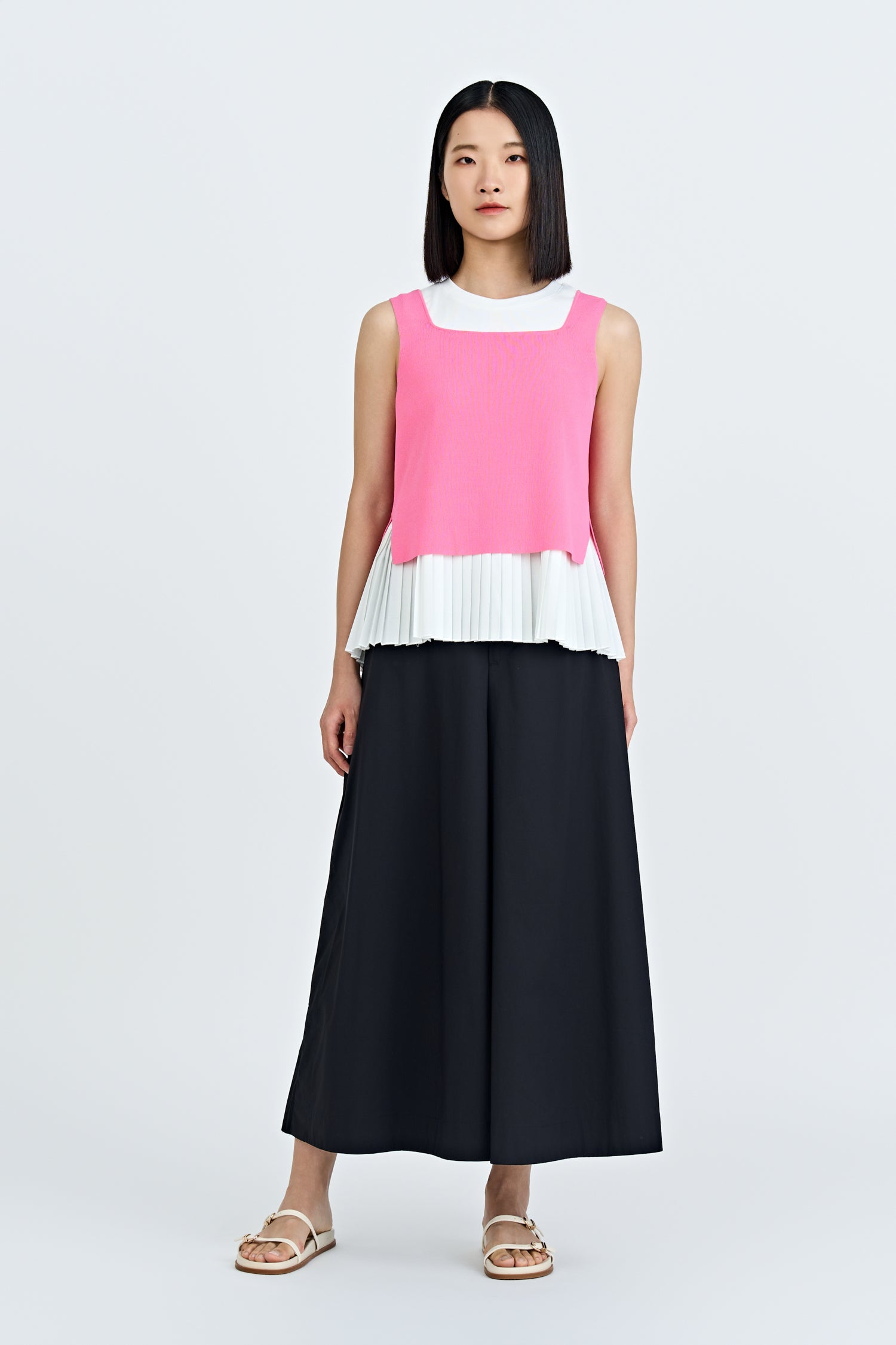 Double Button Flare Pants - Black