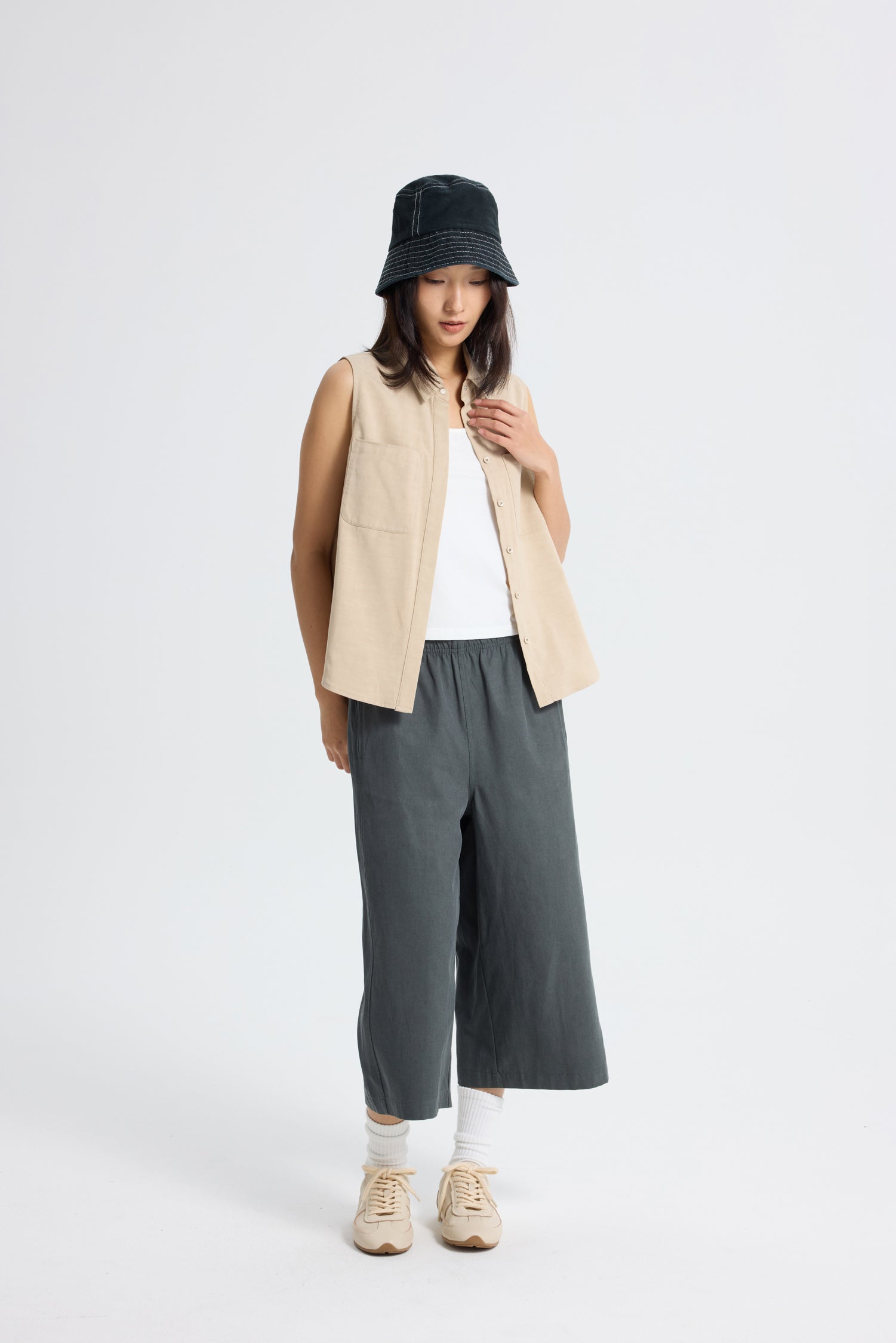 Zipper Pocket Culottes - Charcoal