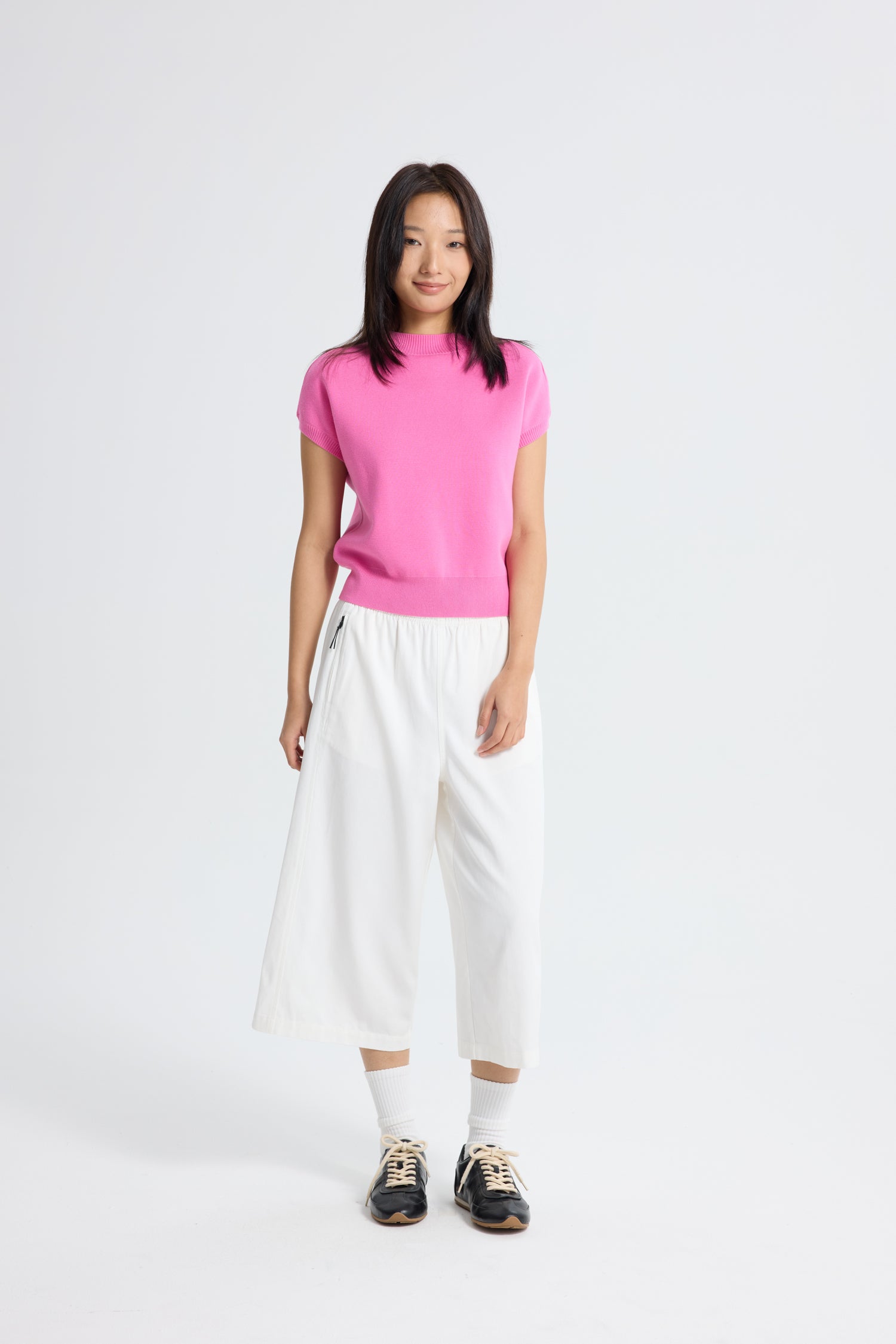 Zipper Pocket Culottes - Cream