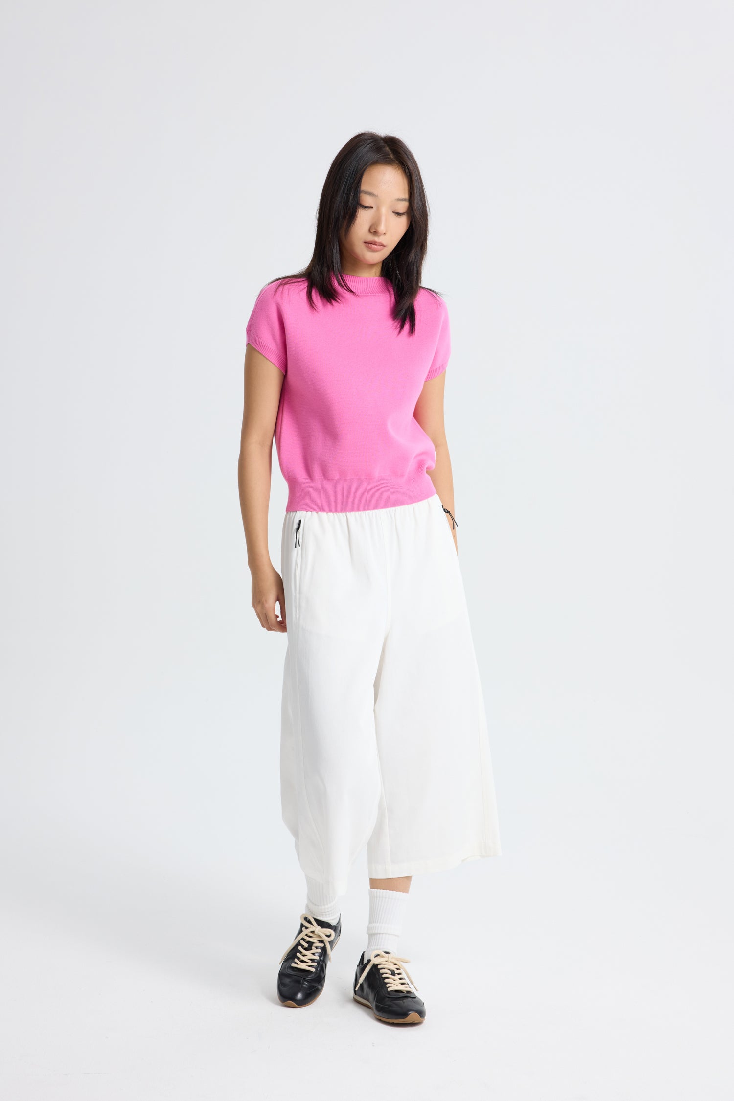 Zipper Pocket Culottes - Cream