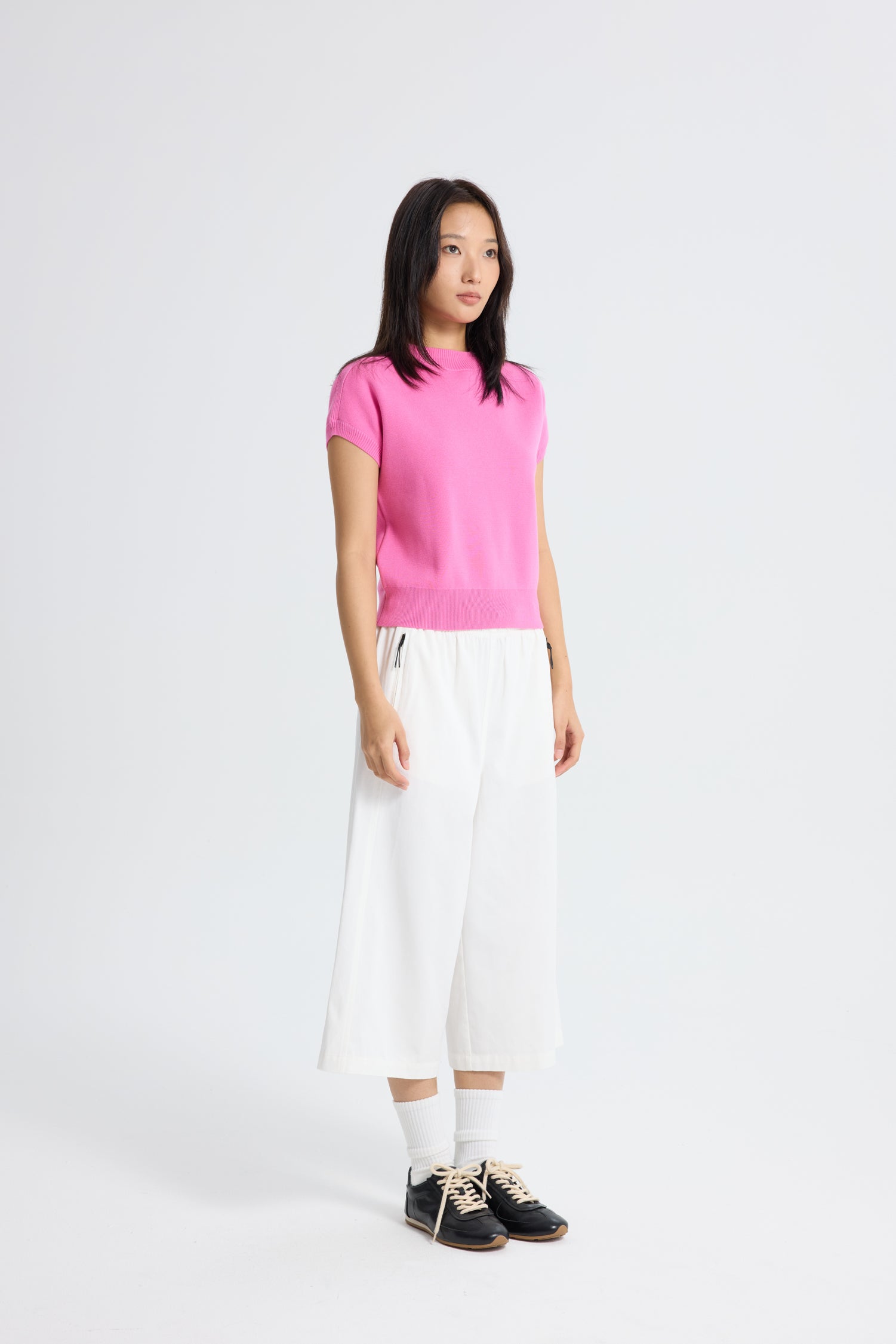 Zipper Pocket Culottes - Cream