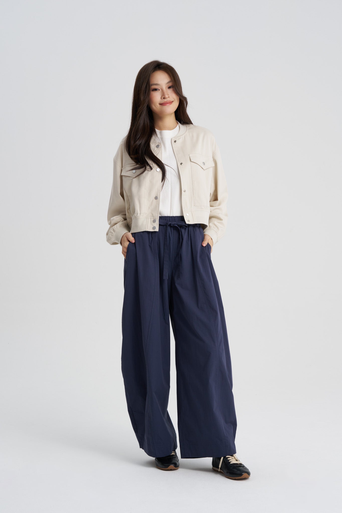 Paperbag Balloon Pants - Navy