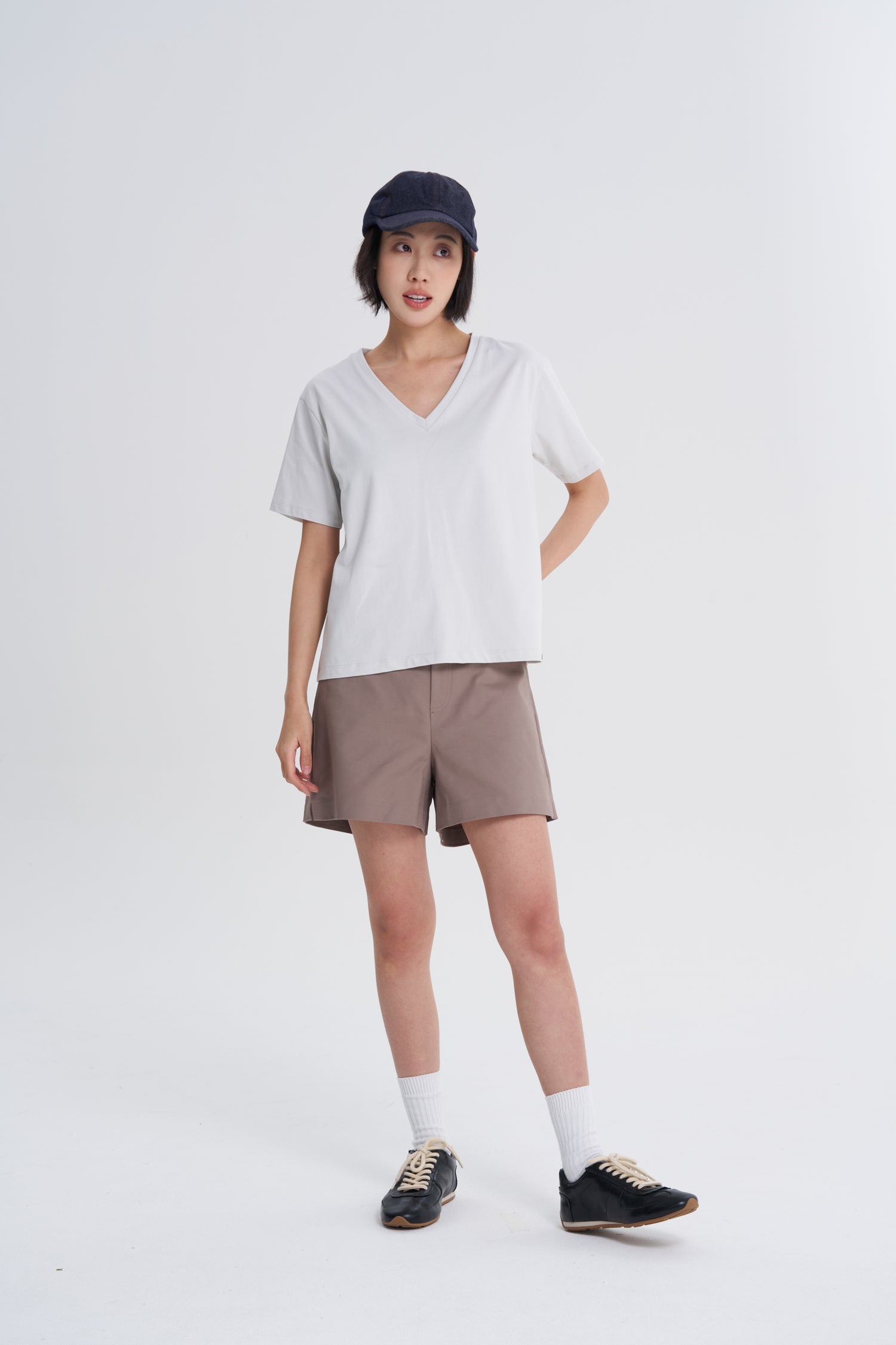 Cotton Pull-Up Shorts - Greige