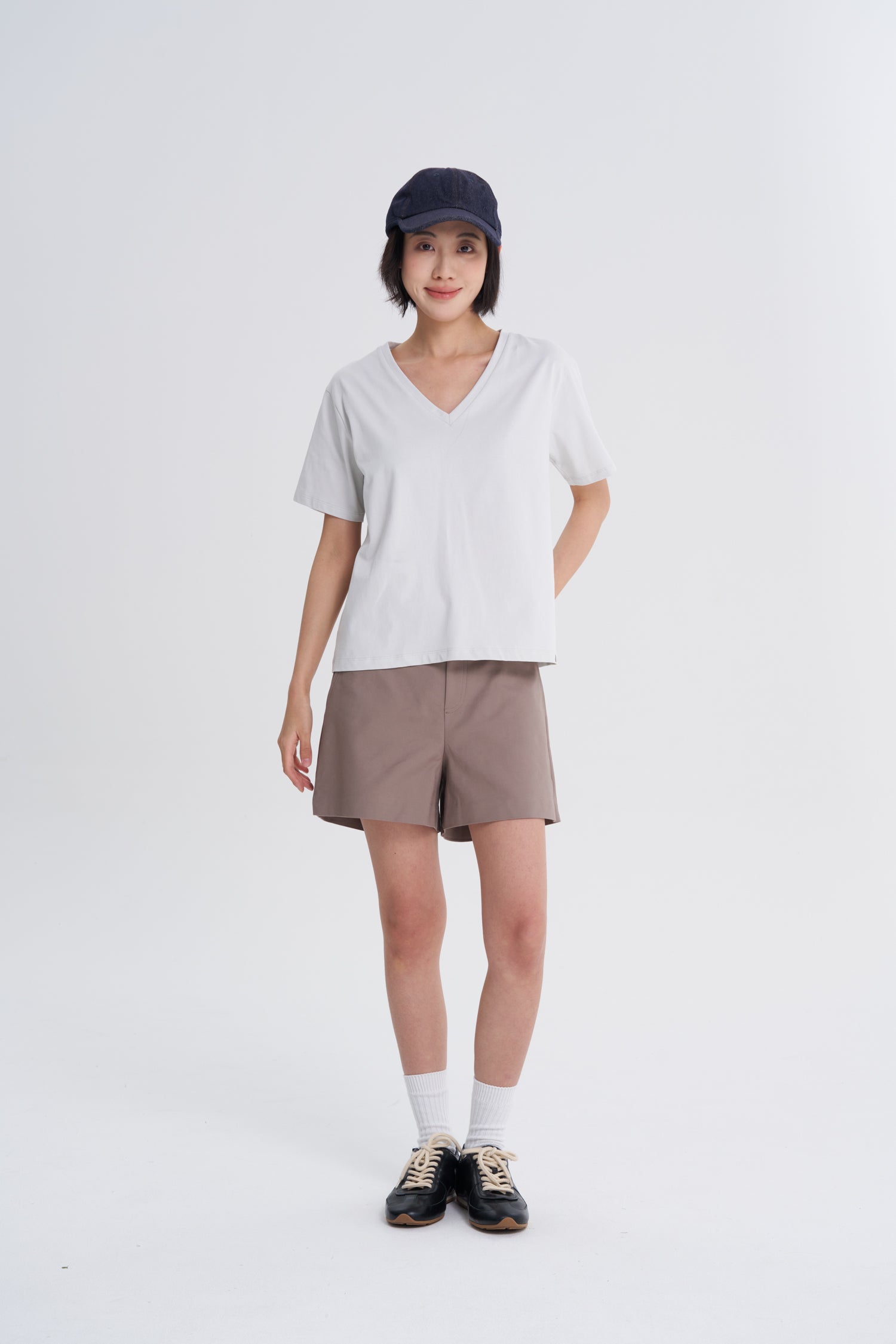 Cotton Pull-Up Shorts - Greige