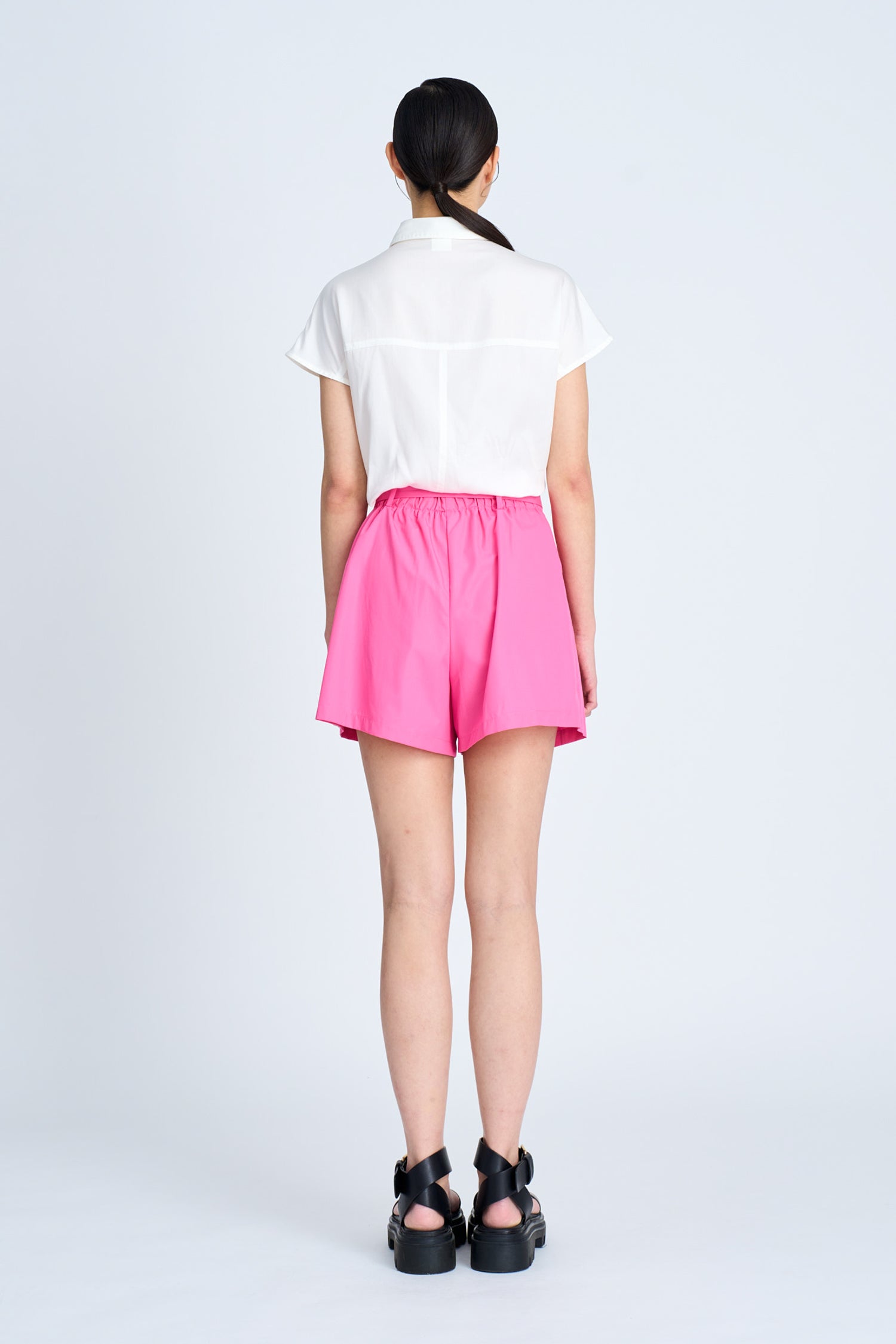 Pleated D-Rings Shorts - Pink [AT]