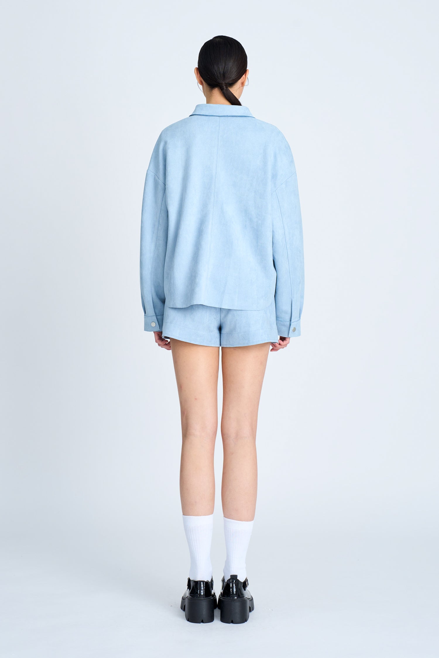 Suede Shorts - Dusty Blue