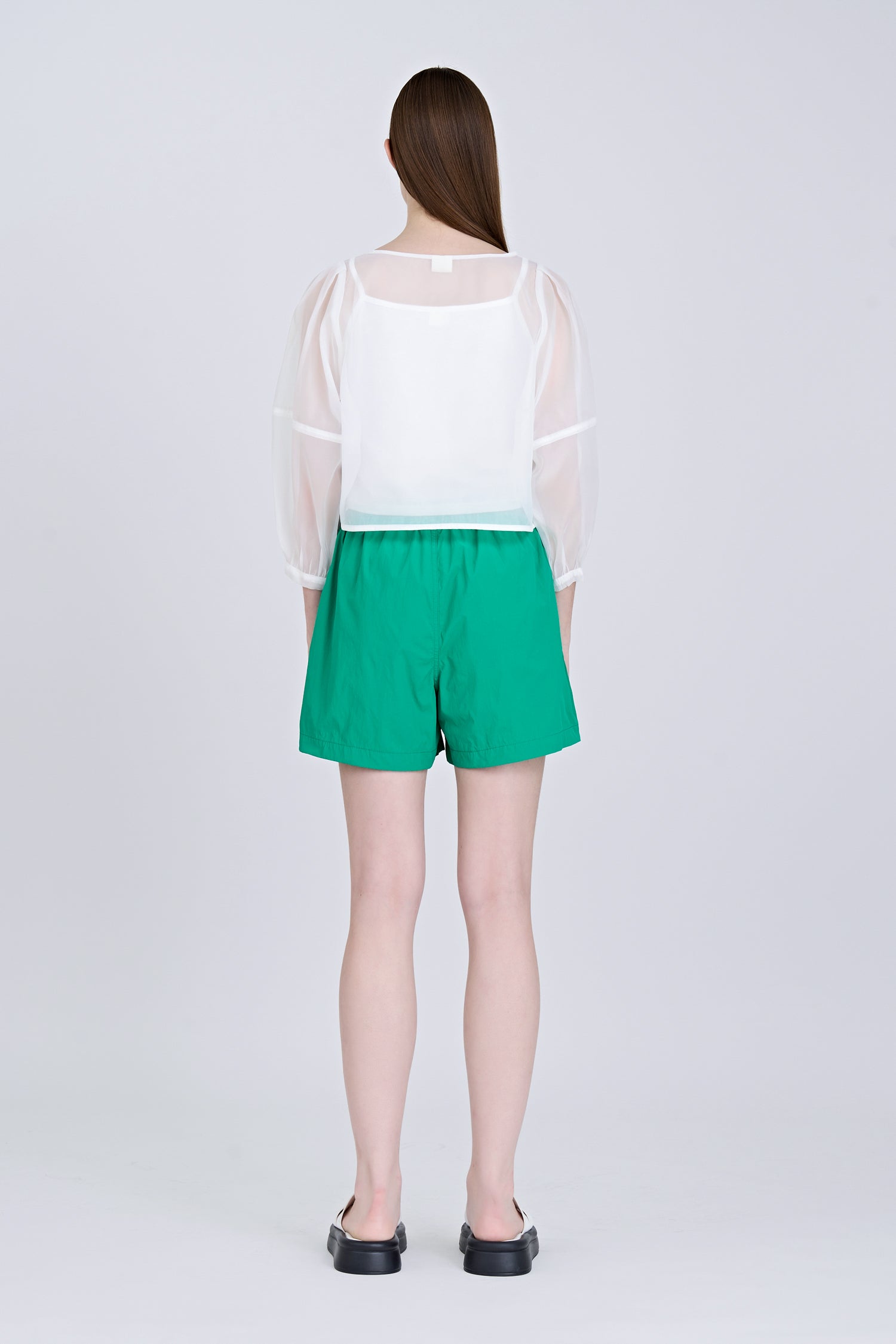 Drawstring Paperbag Shorts - Green