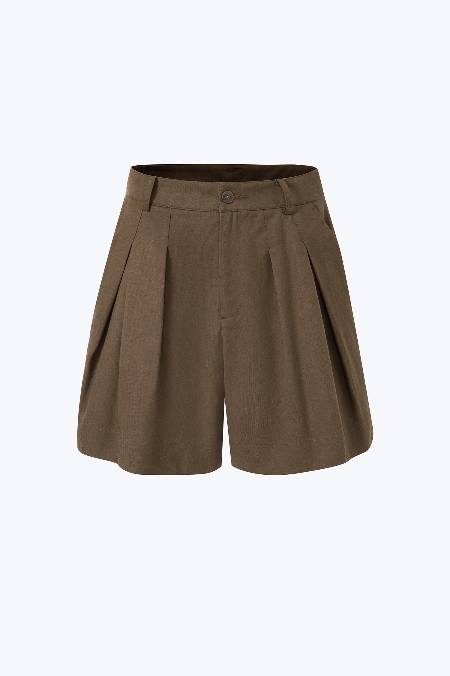 Double Pleated Shorts - Army Green