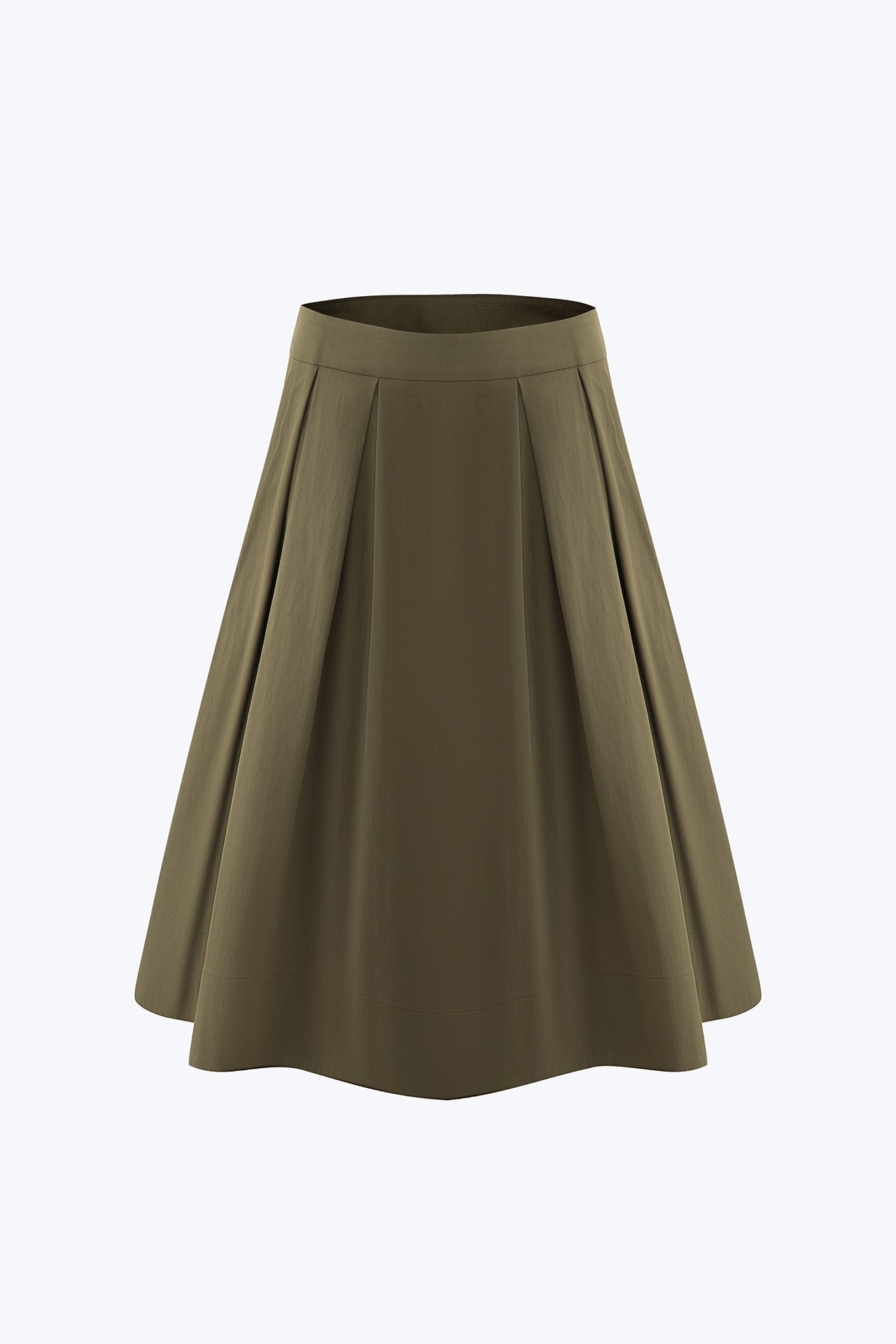 Pleated Flare Skirt - Army Green