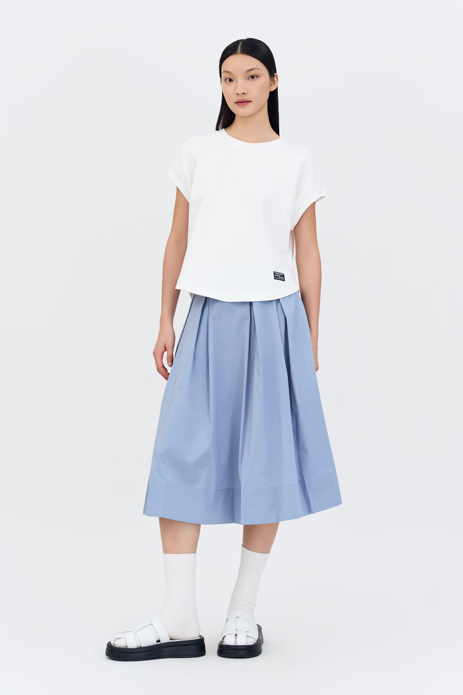 Pleated Flare Skirt - Dusty Blue