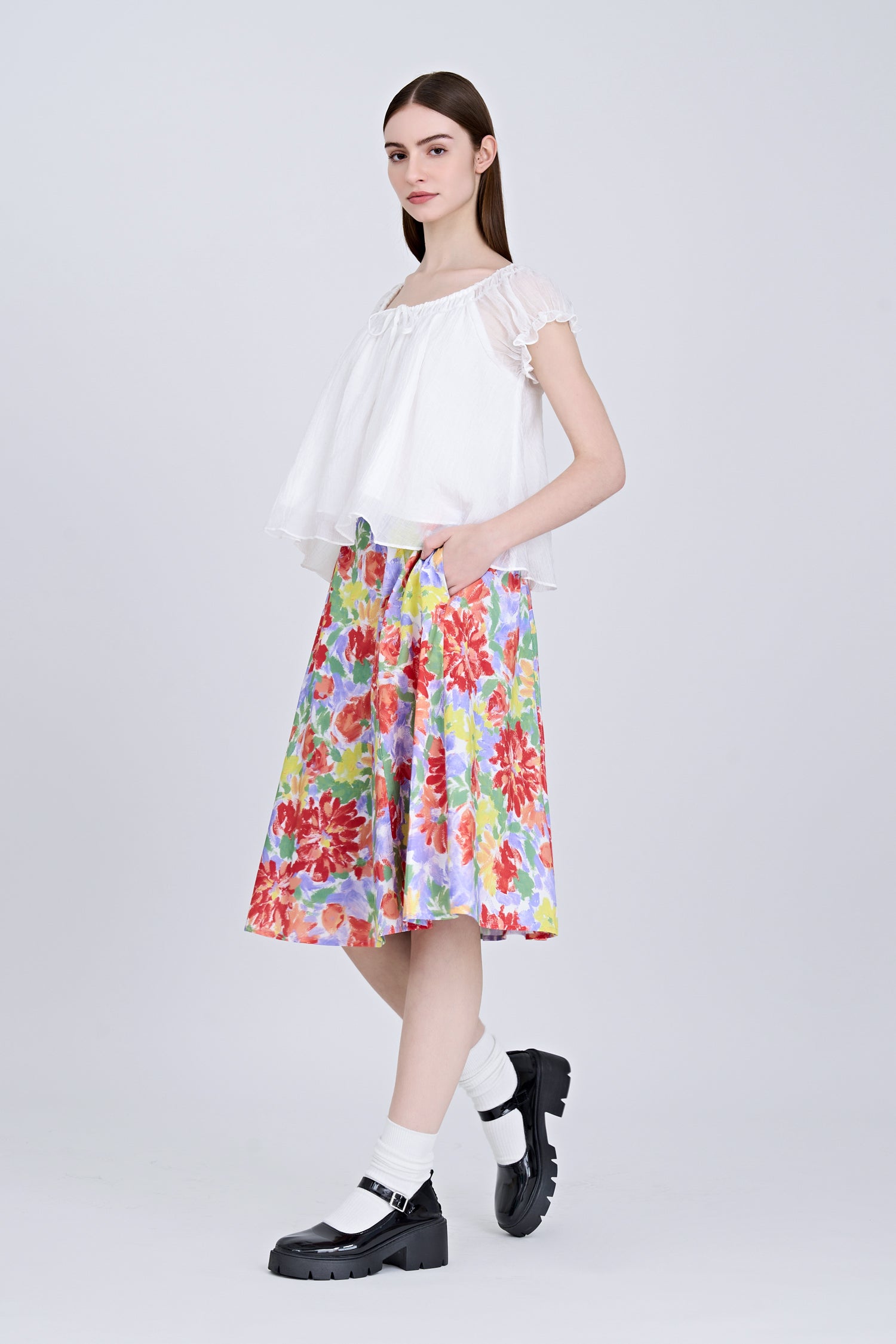 Floral Gathered Skirt - Mixed Florals [AT]