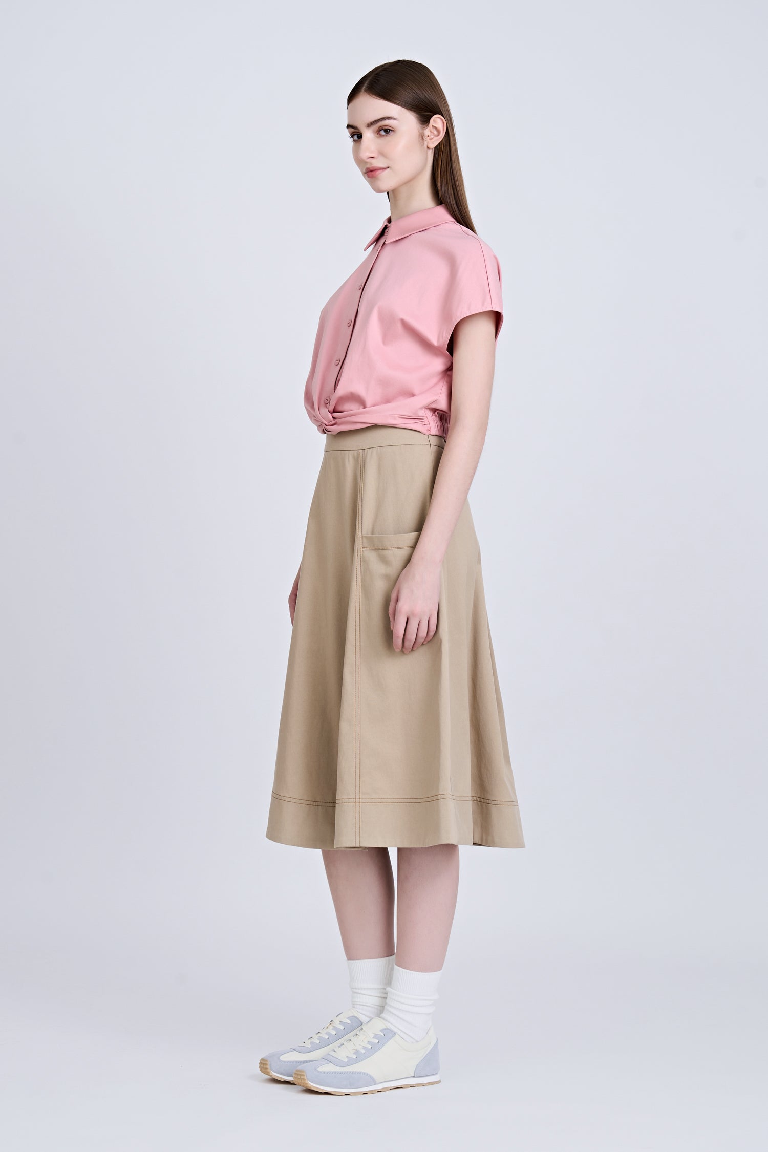 Panelled Skirt - Khaki