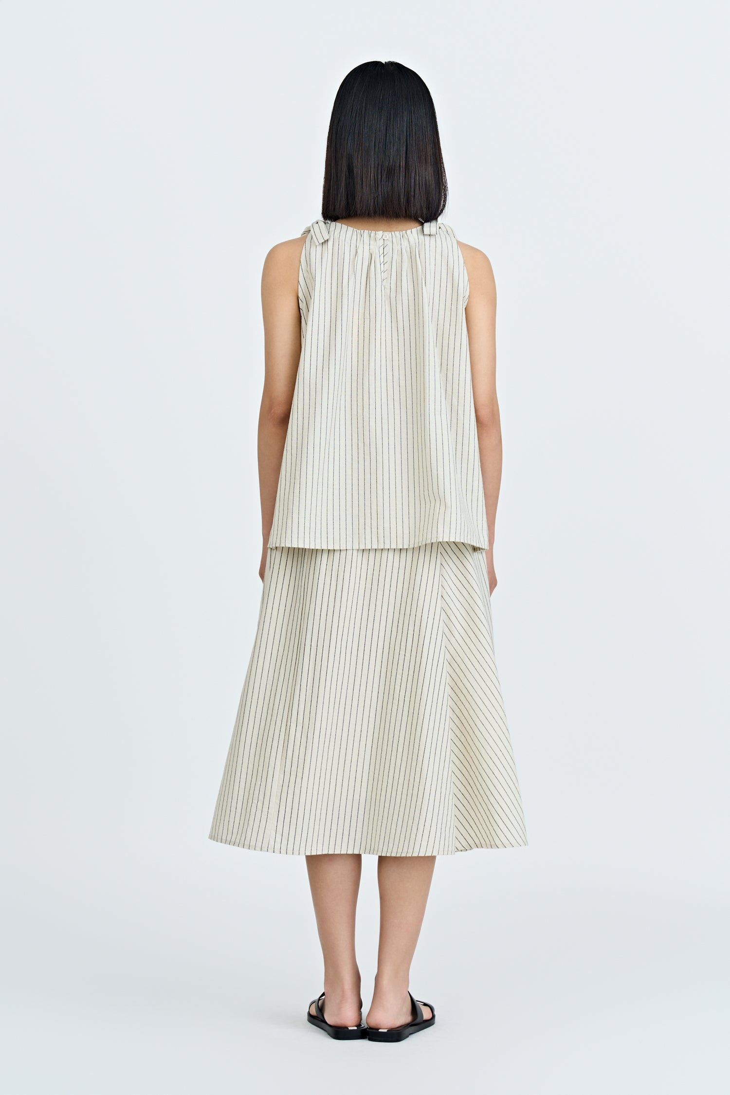 Striped D-Rings Skirt - Ecru