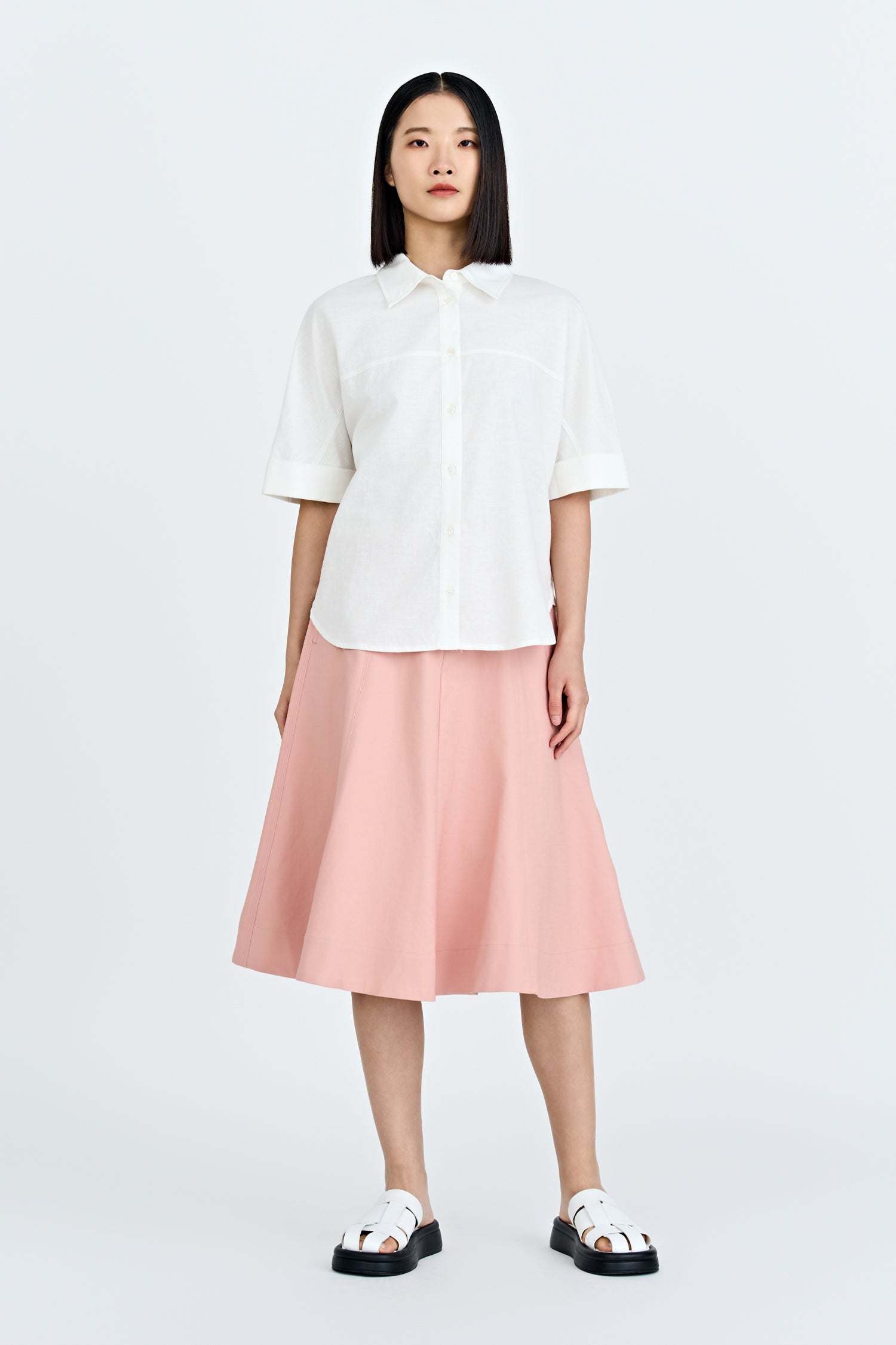 Panelled A-Line Skirt - Blush