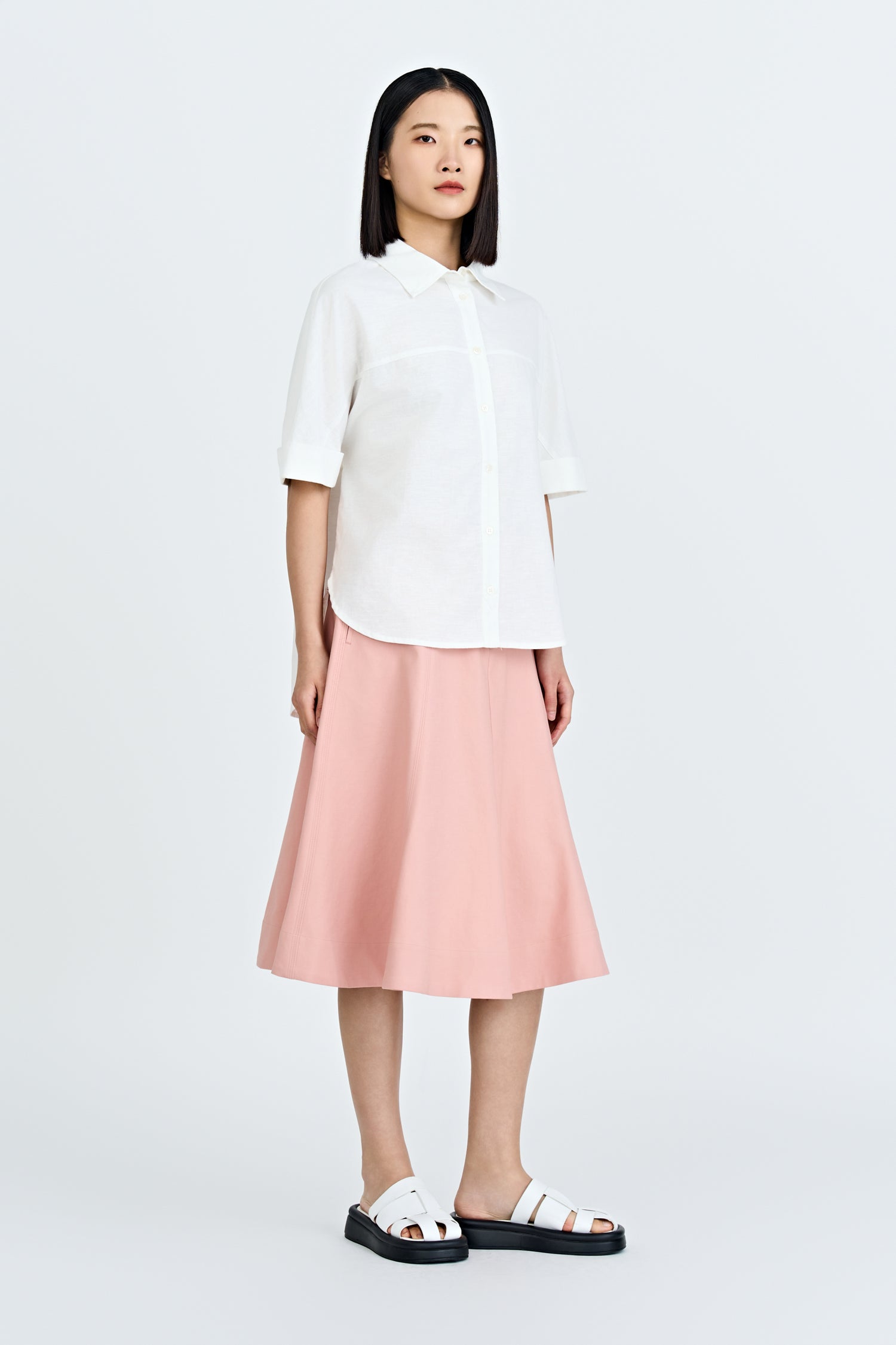 Panelled A-Line Skirt - Blush