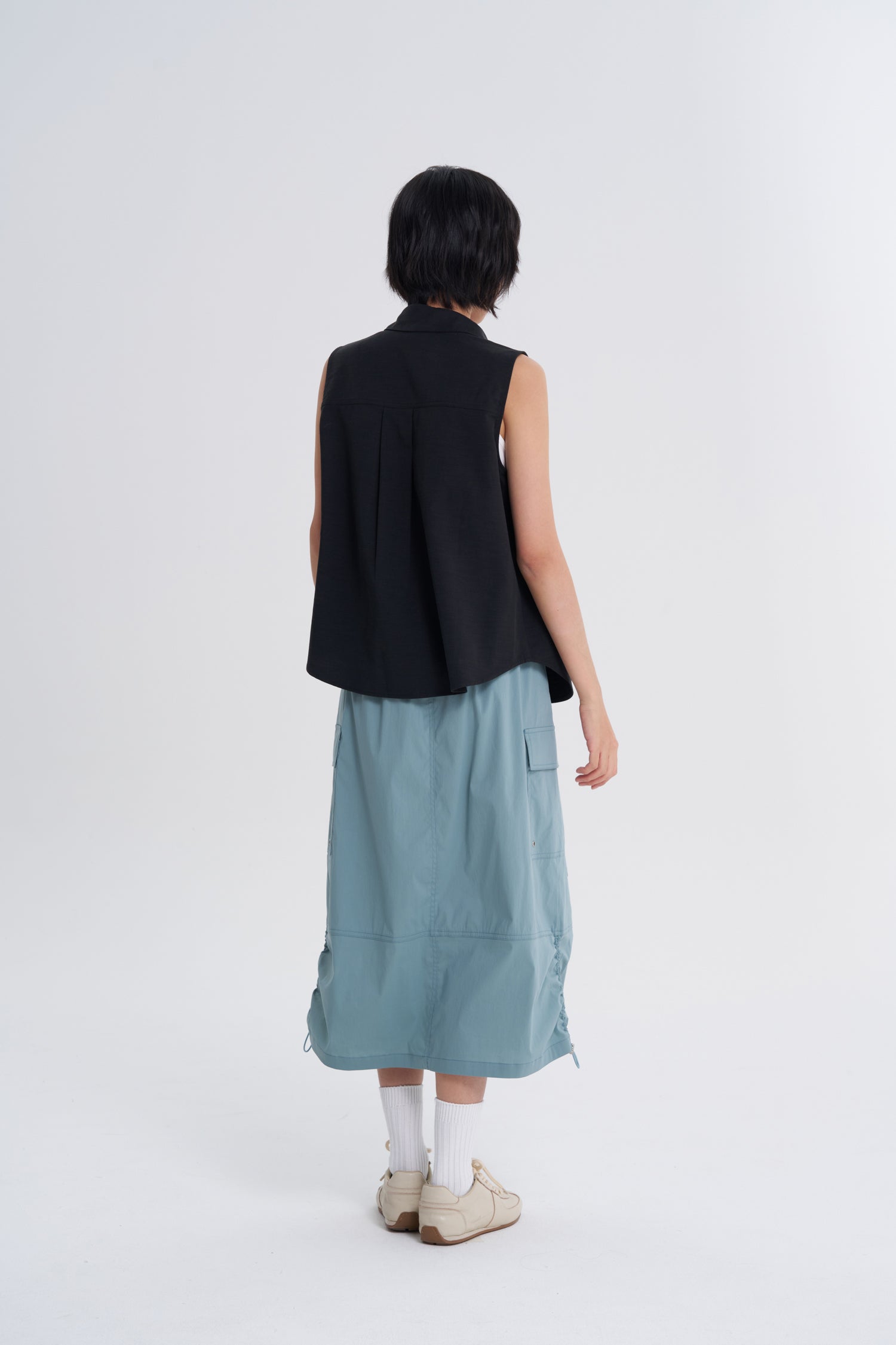 Drawstring Cargo Skirt - Dusty Blue