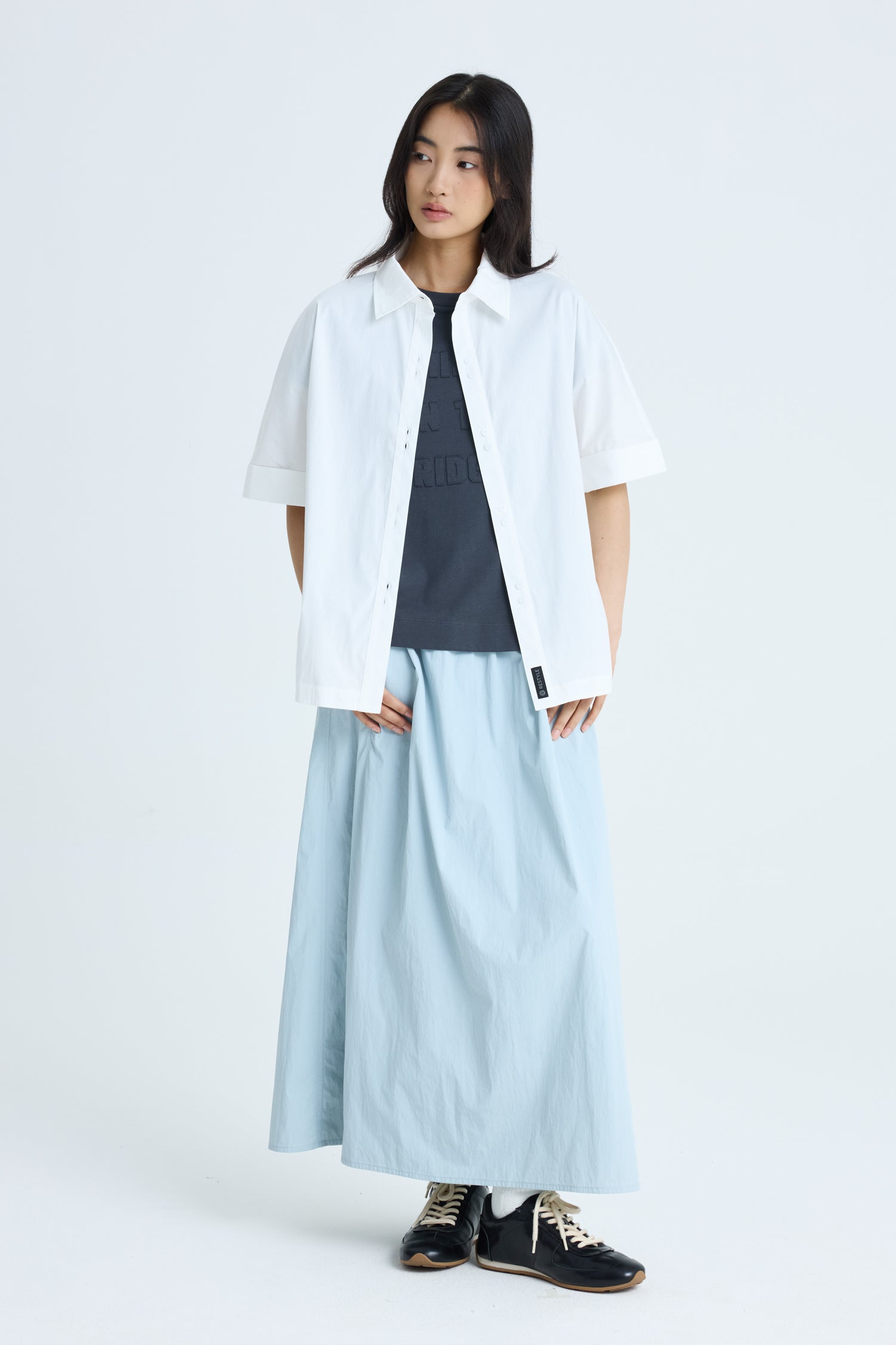 Side Buckle Skirt - Dusty Blue