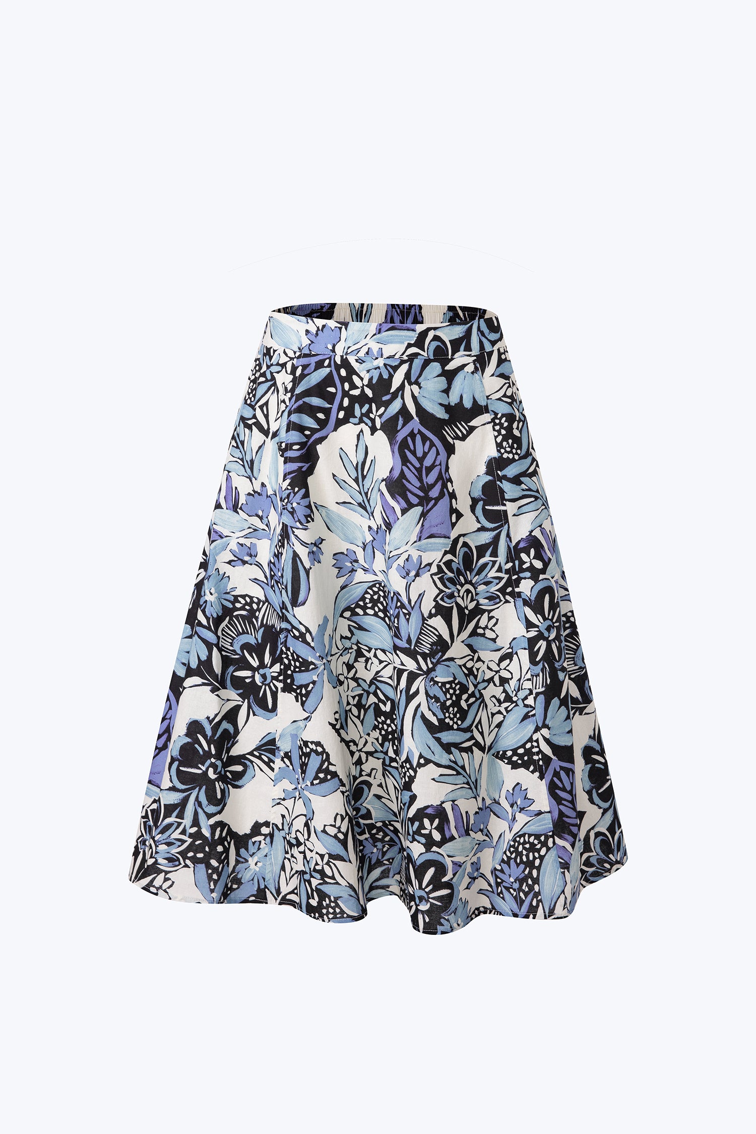Floral Midi Skirt - Floral Blue