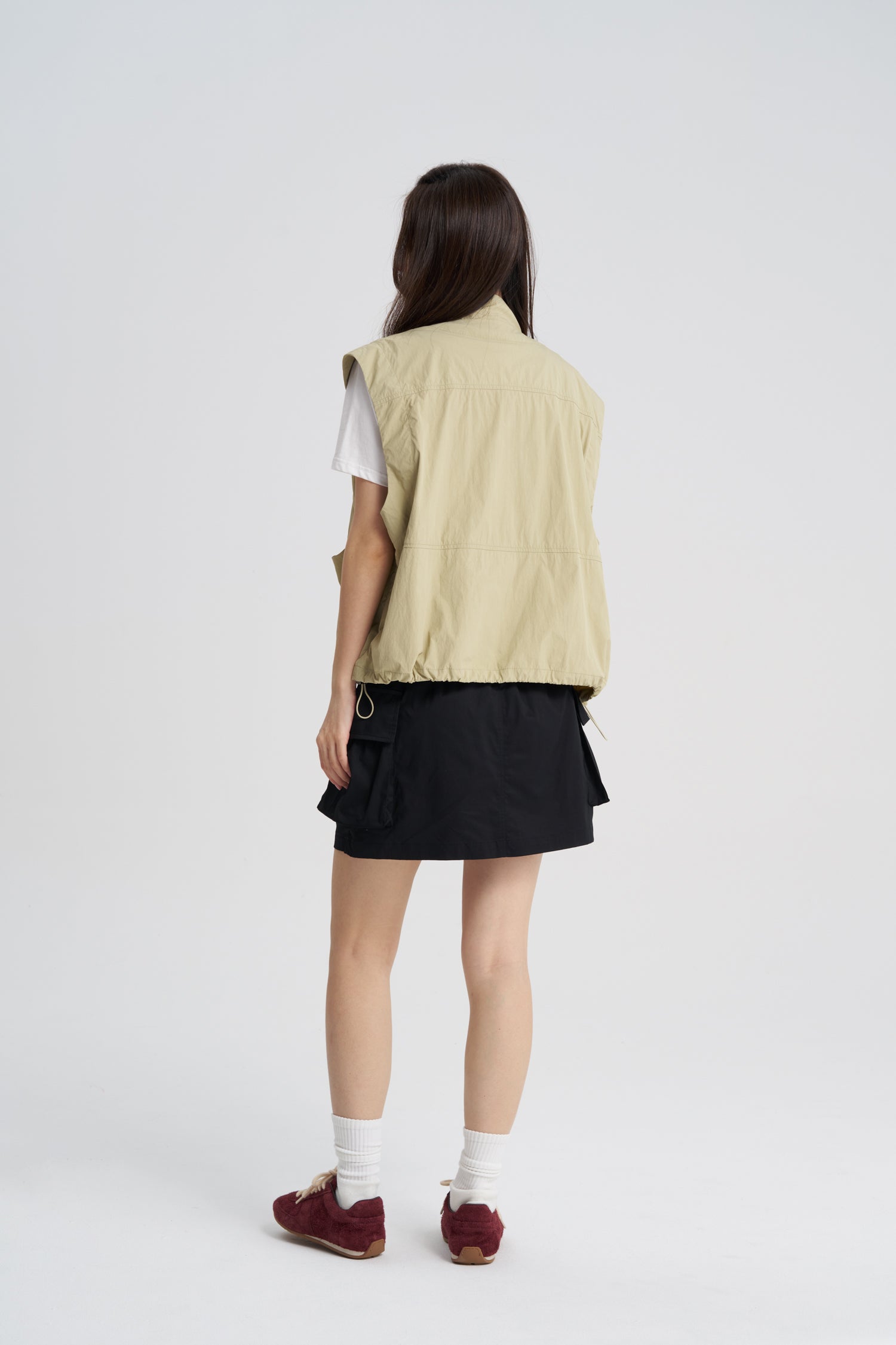 Drawcord Waist Mini Skirt - Black