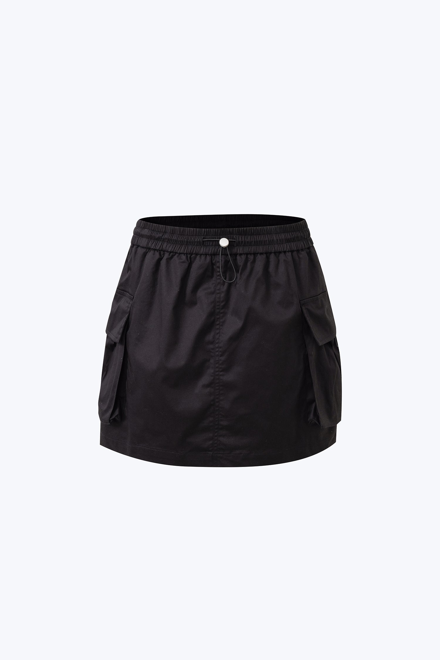 Drawcord Waist Mini Skirt - Black