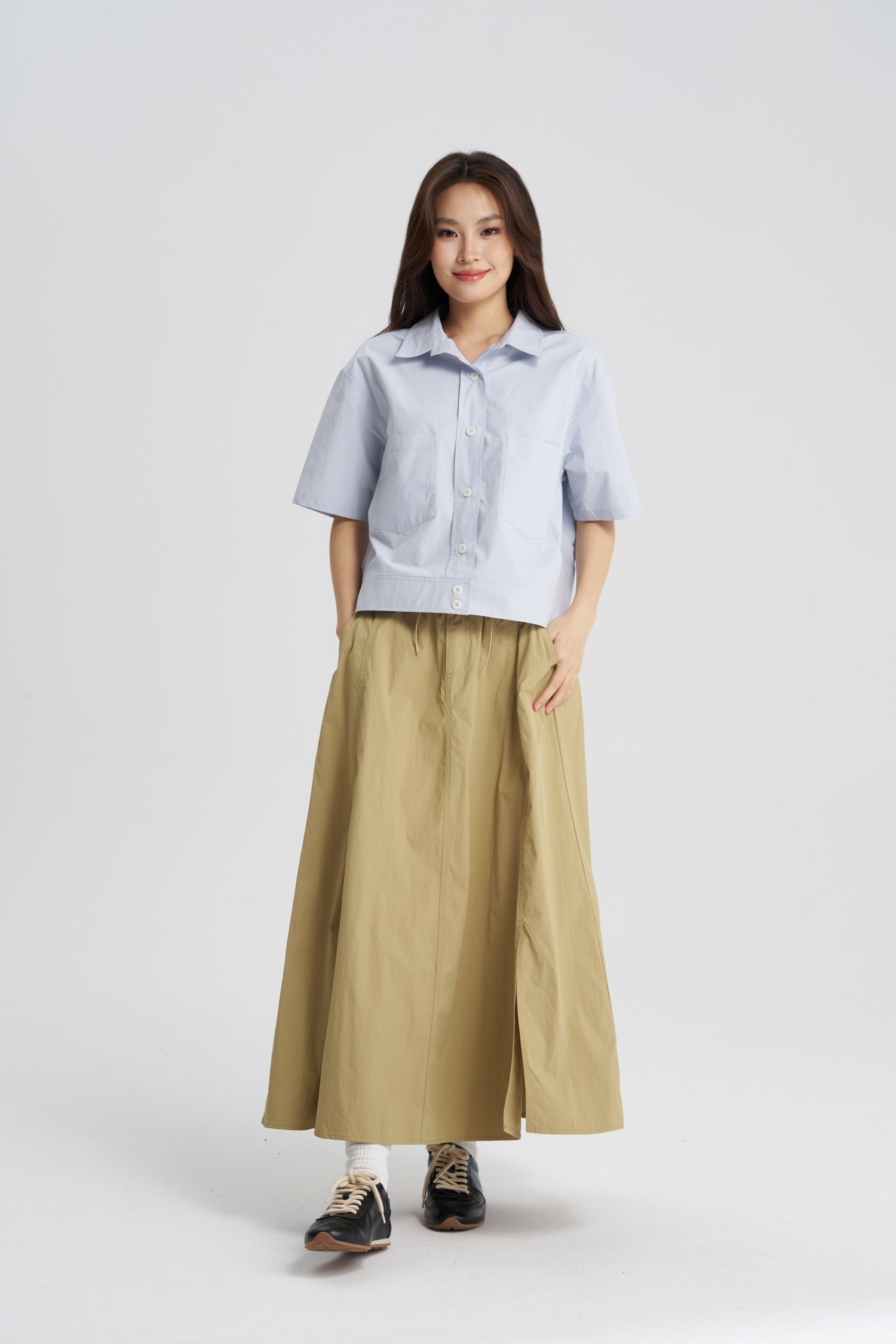 Flare Long Skirt - Khaki