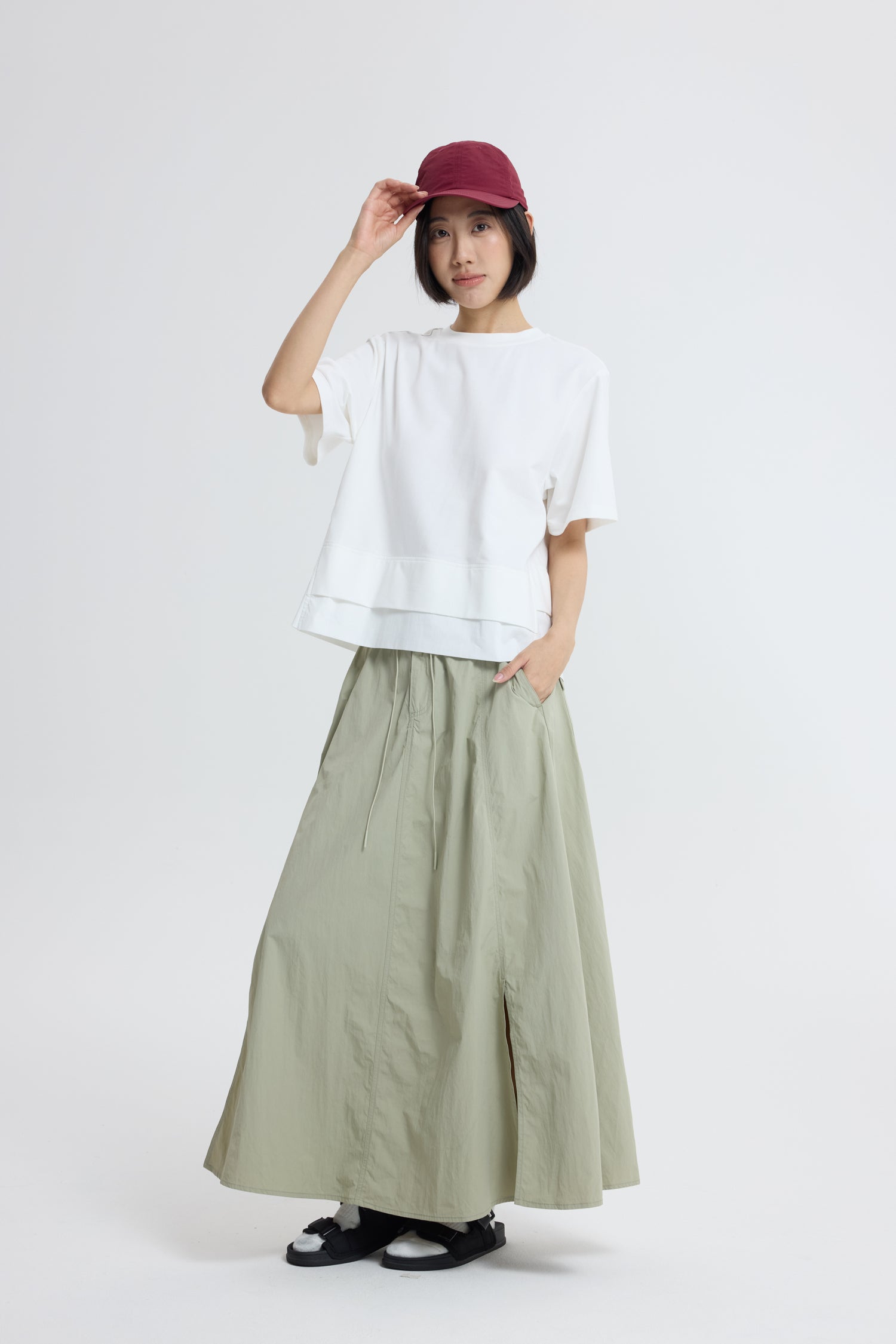 Flare Long Skirt - Sage