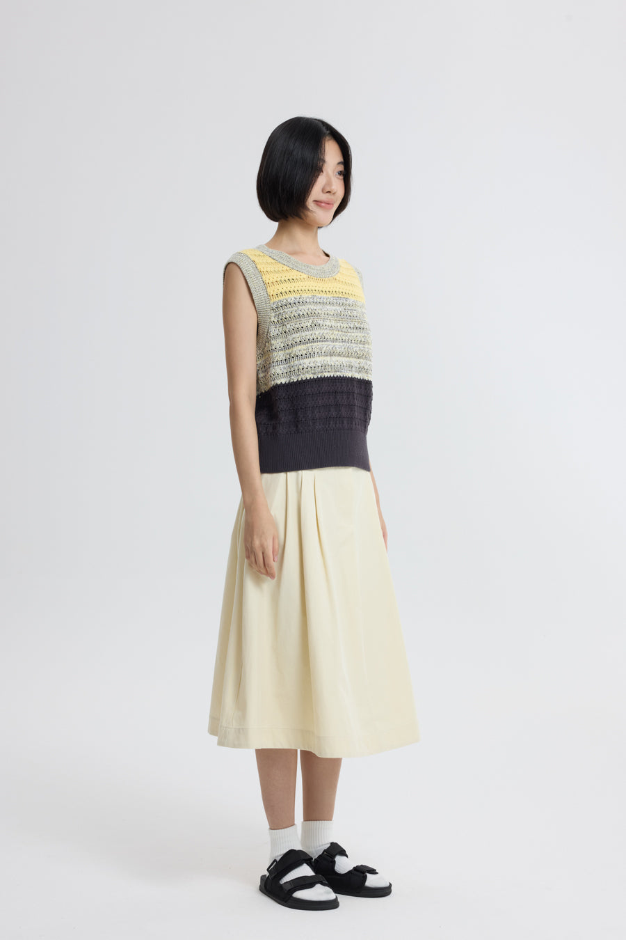 Side Pleats Skirt - Butter