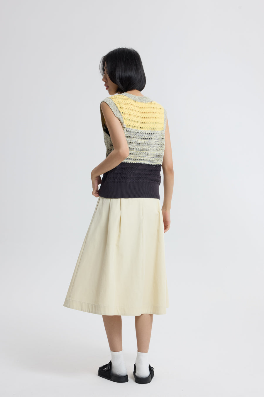 Side Pleats Skirt - Butter