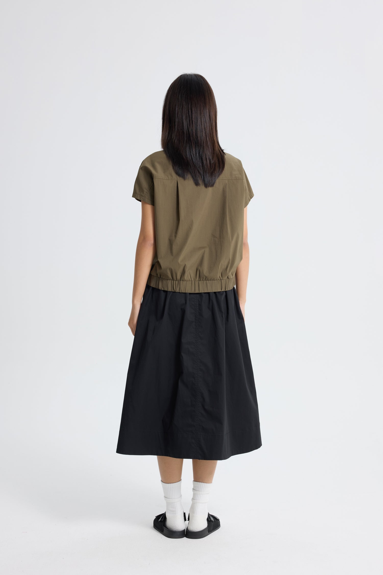 Pull-Up Flare Skirt - Black
