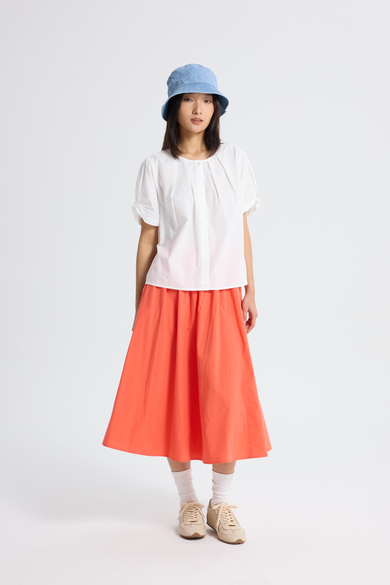 Gathered Skirt - Vermillion