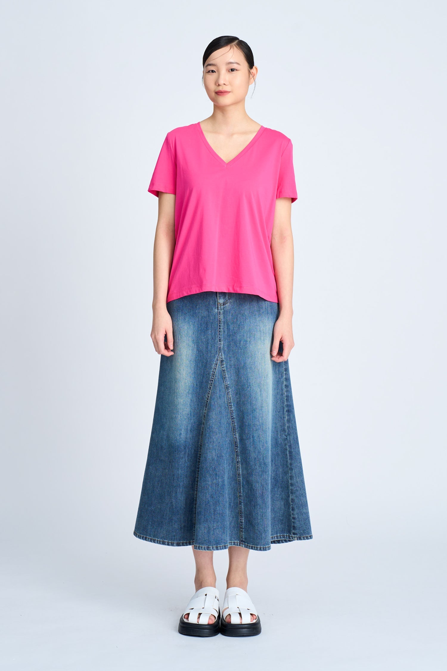 V-Neck Tee - Hot Pink